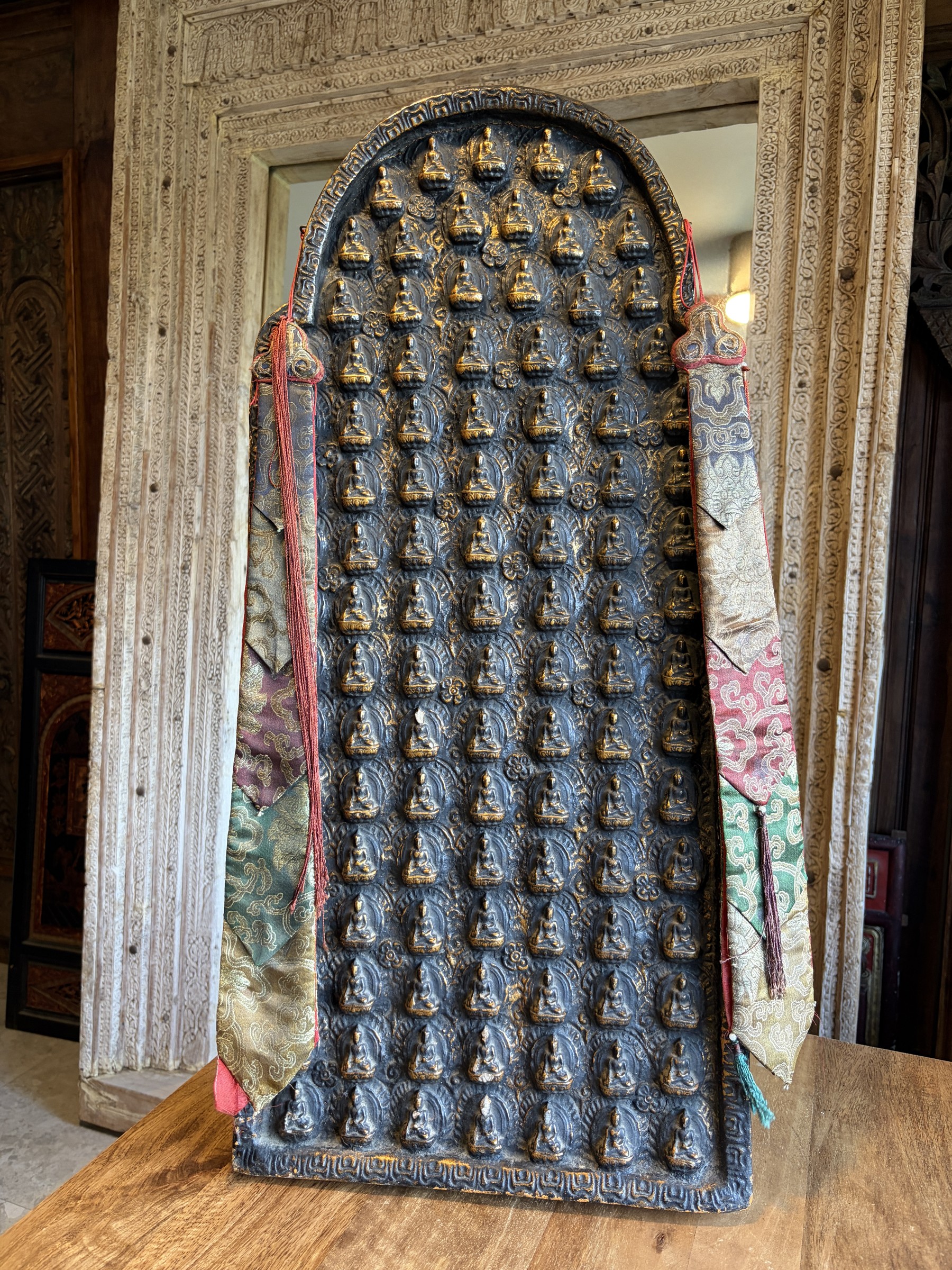 Tibetan Gilt Panel with a Field of Buddhas