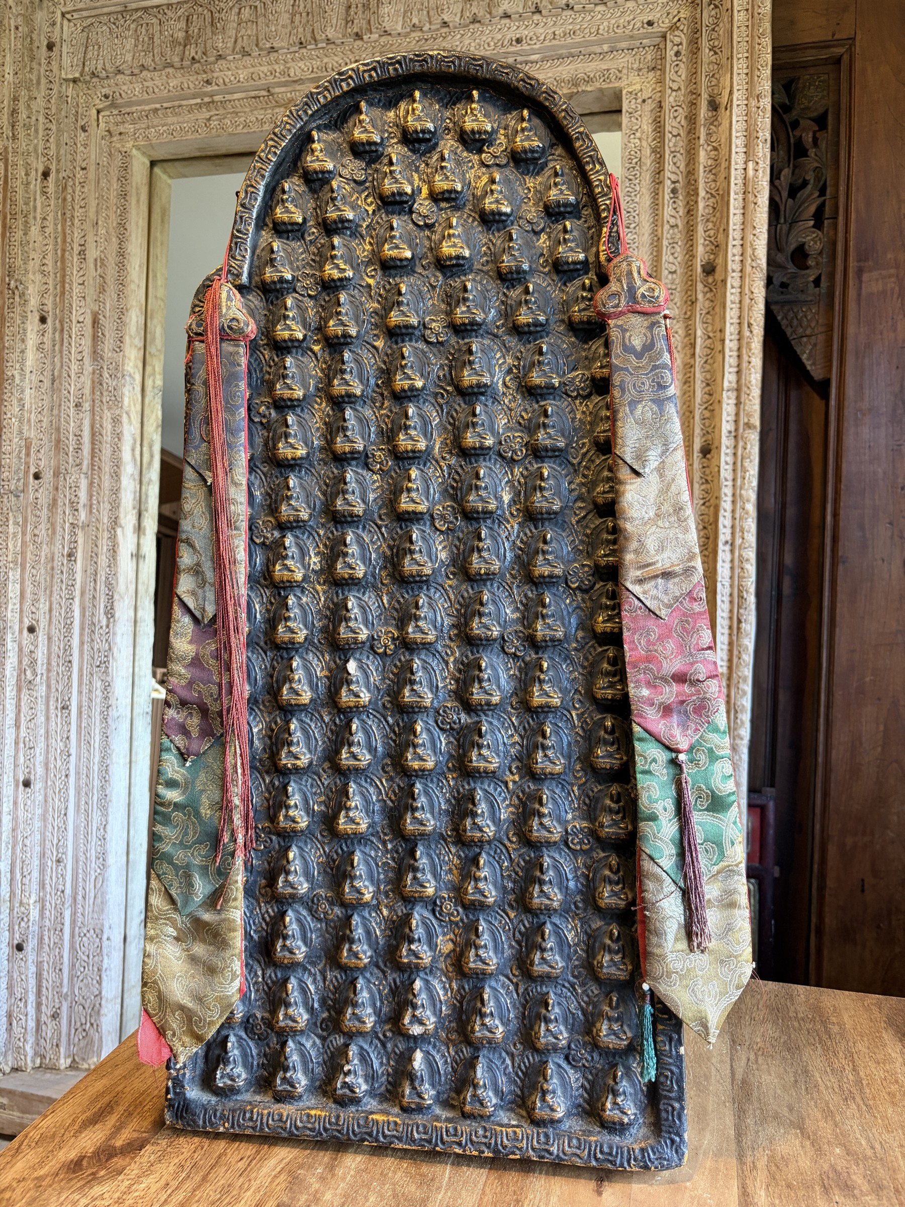 Tibetan Gilt Panel with a Field of Buddhas view 2