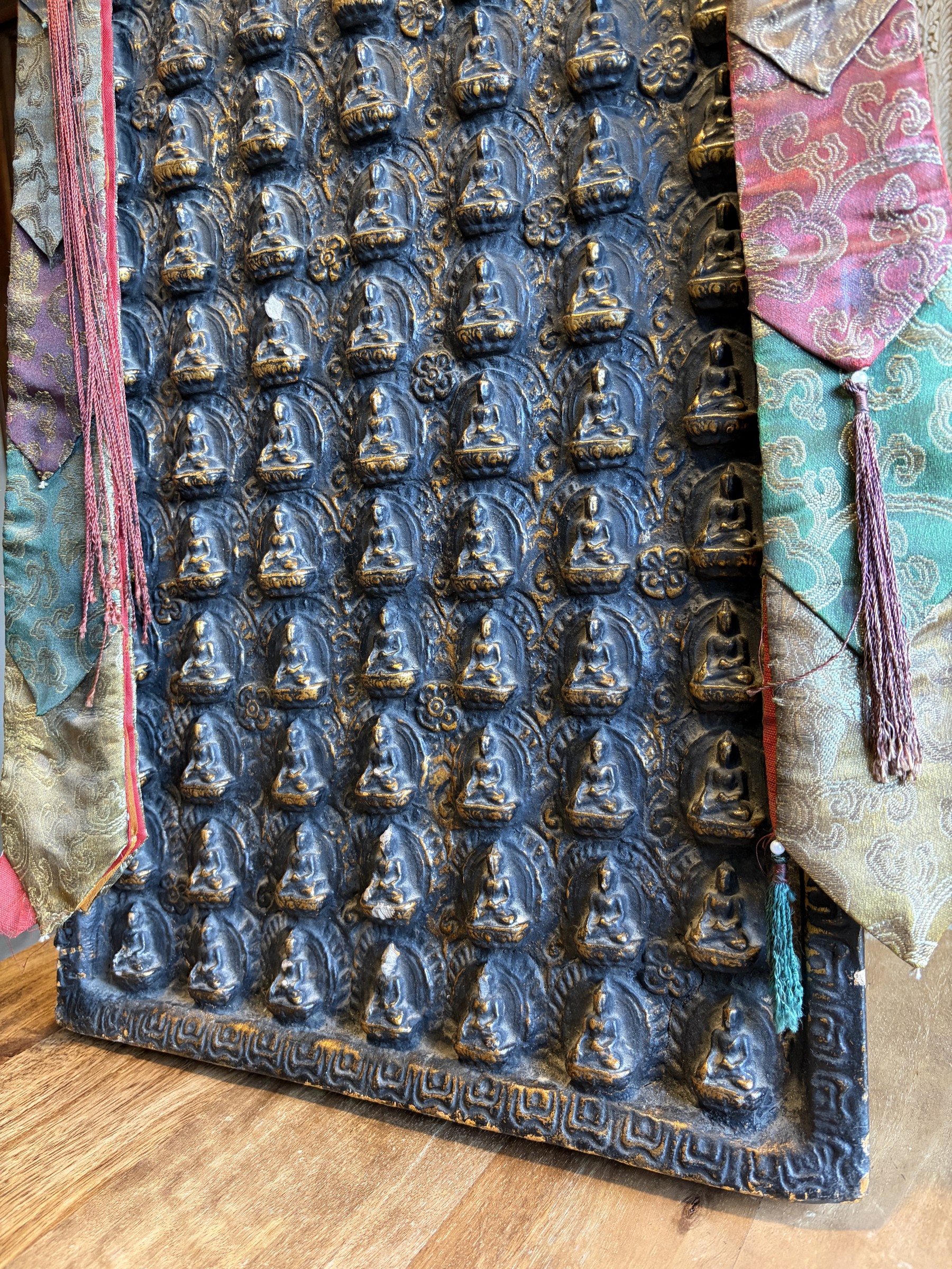 Tibetan Gilt Panel with a Field of Buddhas view 3