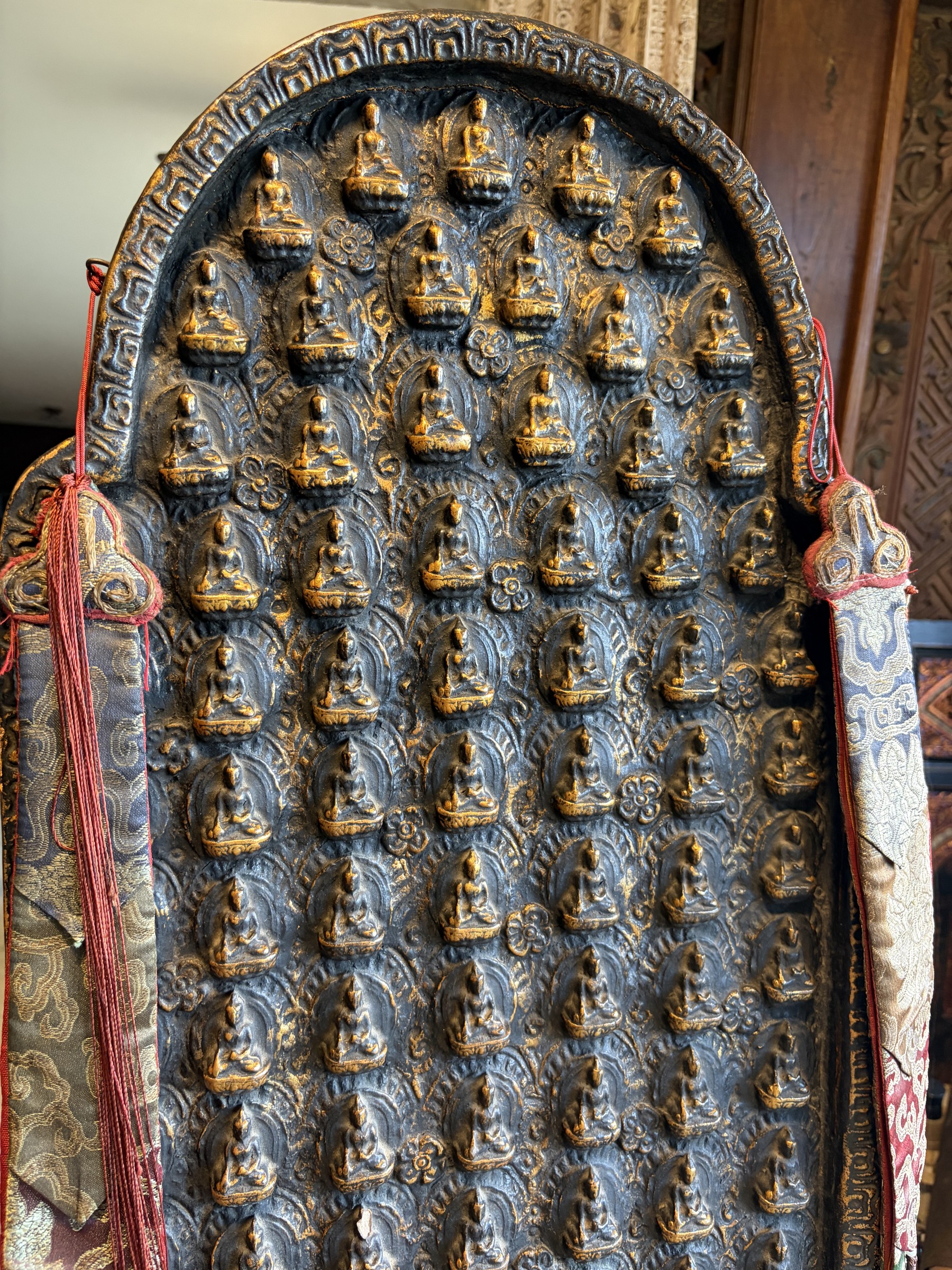 Tibetan Gilt Panel with a Field of Buddhas view 4