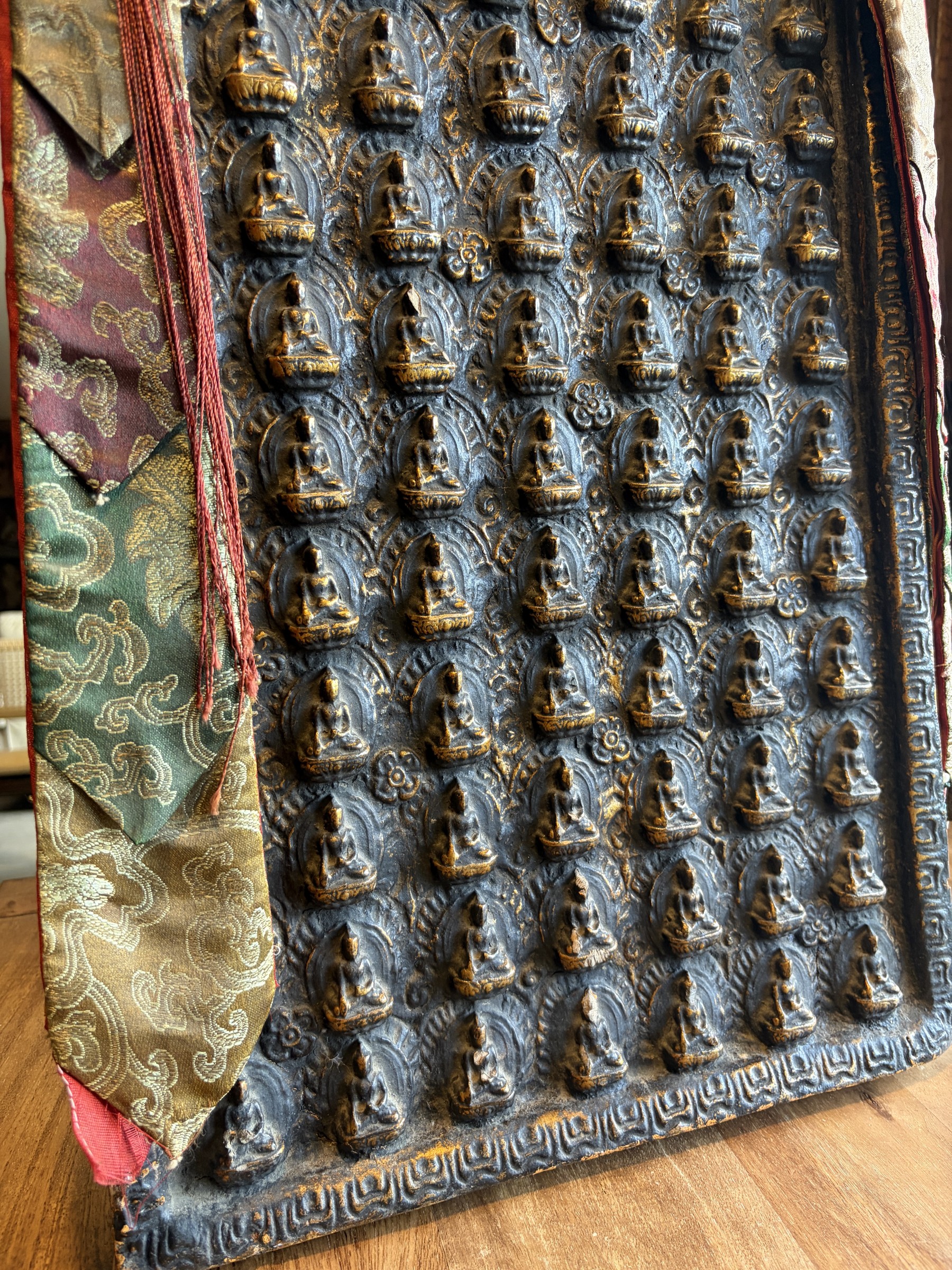 Tibetan Gilt Panel with a Field of Buddhas view 5