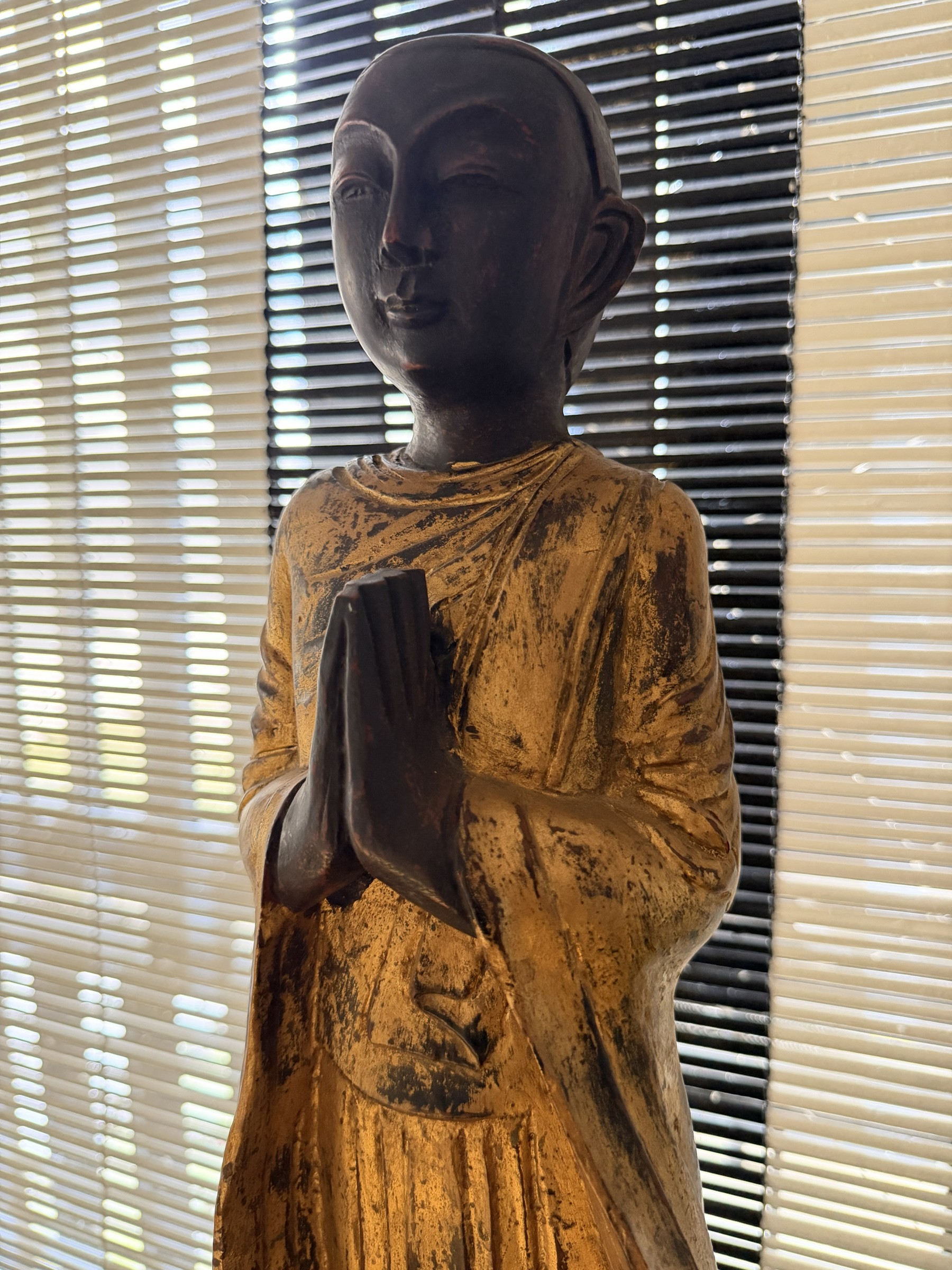 Carved Wood Praying Disciple view 3