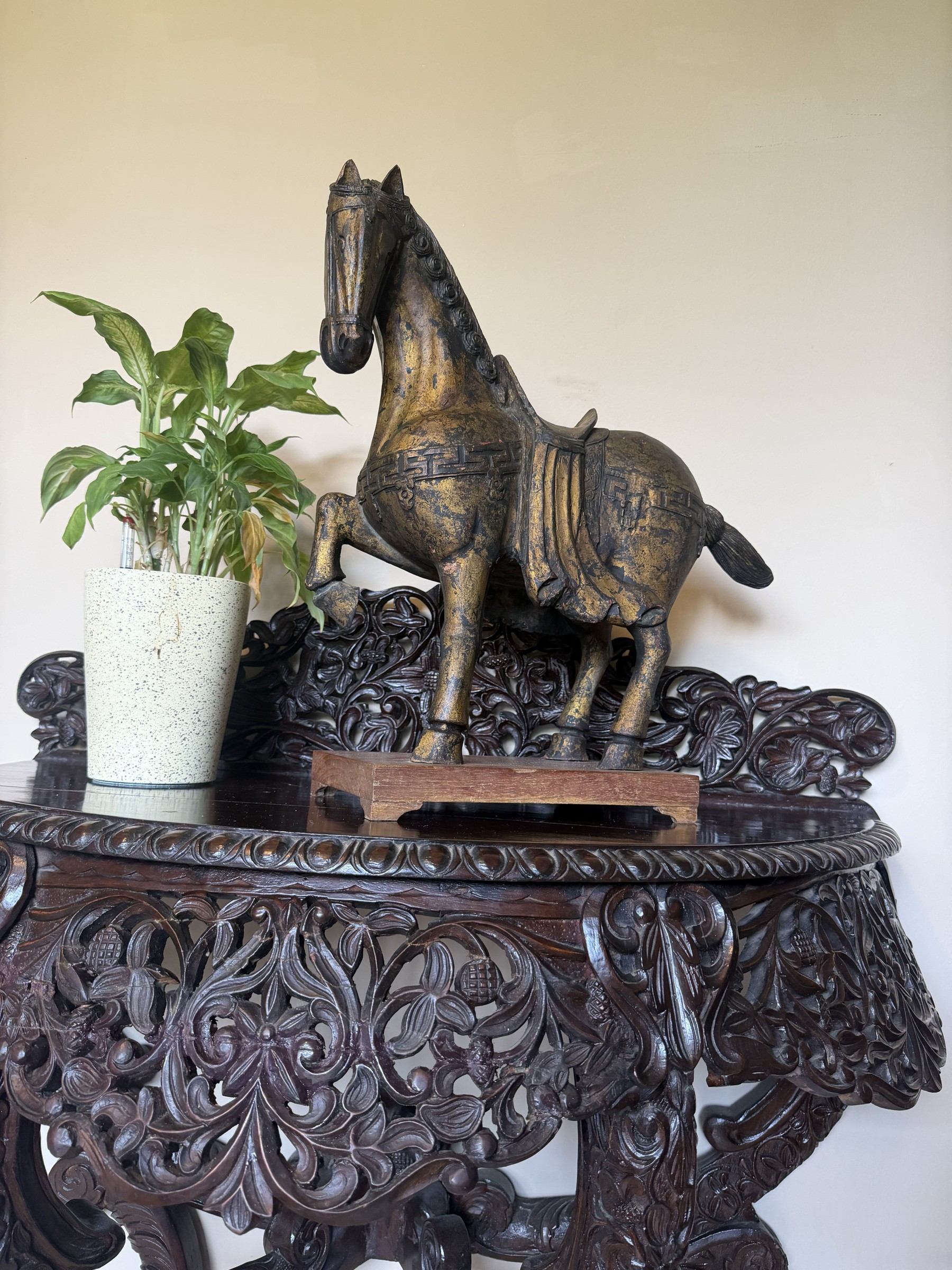 Anglo-Indian Carved Teak Console Table view 2