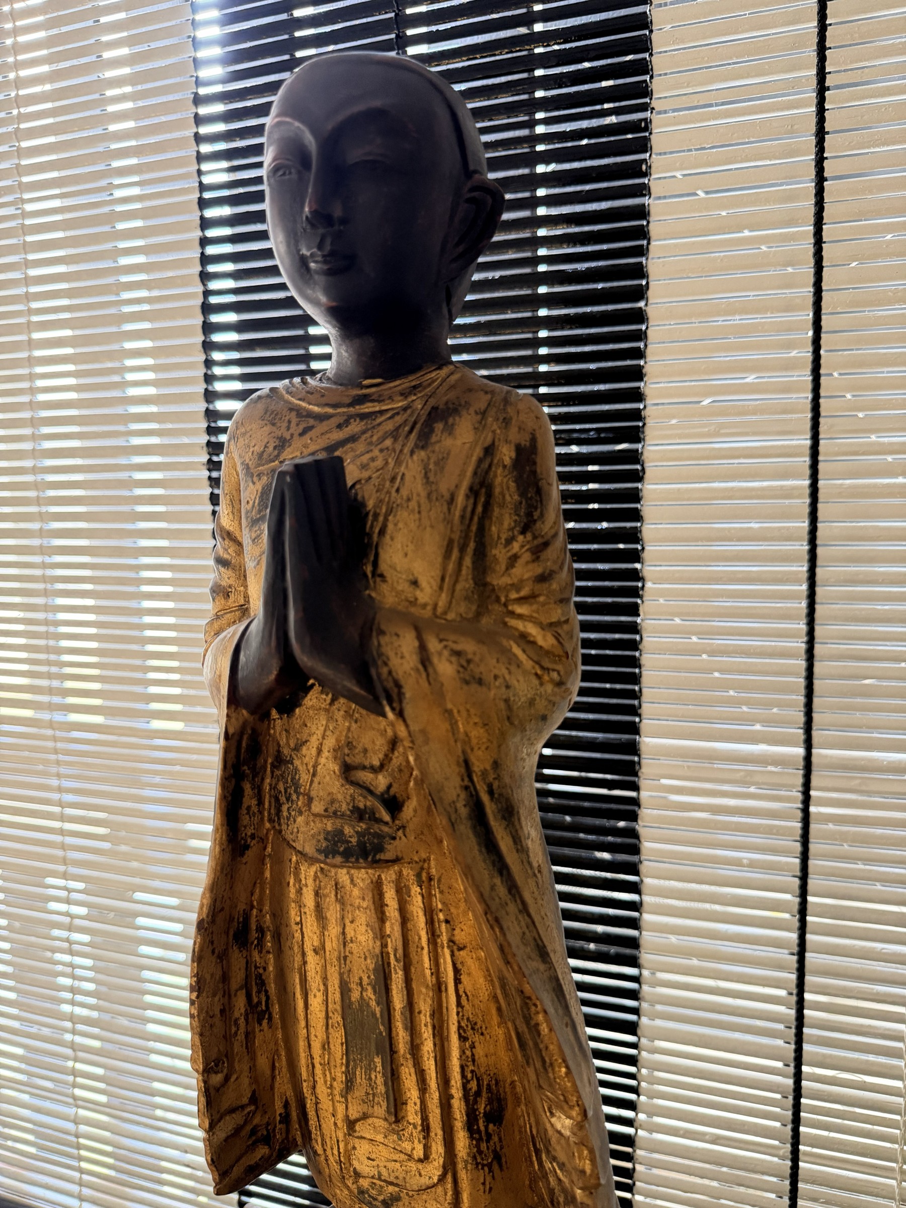 Carved Wood Praying Disciple view 4
