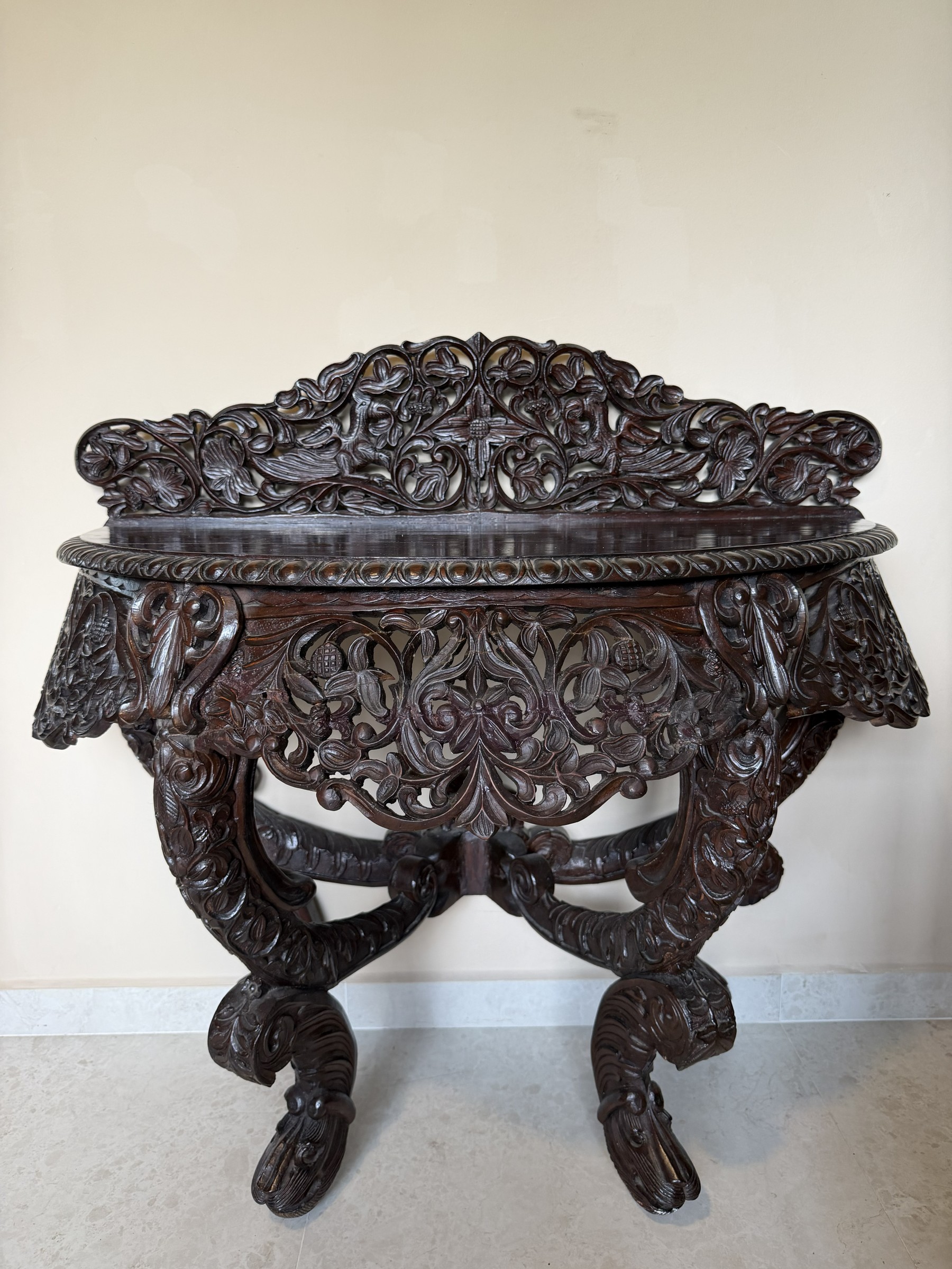 Anglo-Indian Carved Teak Console Table view 3