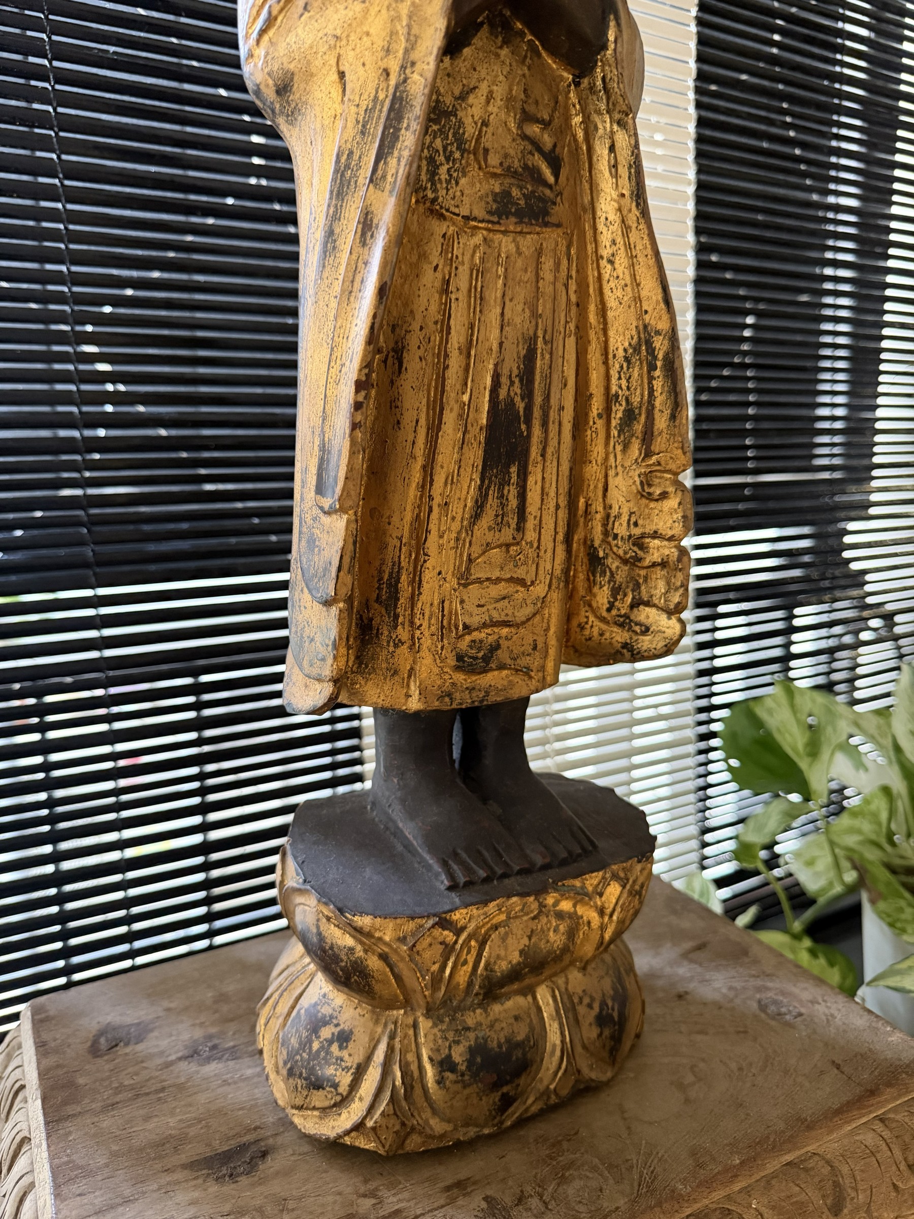 Carved Wood Praying Disciple view 5