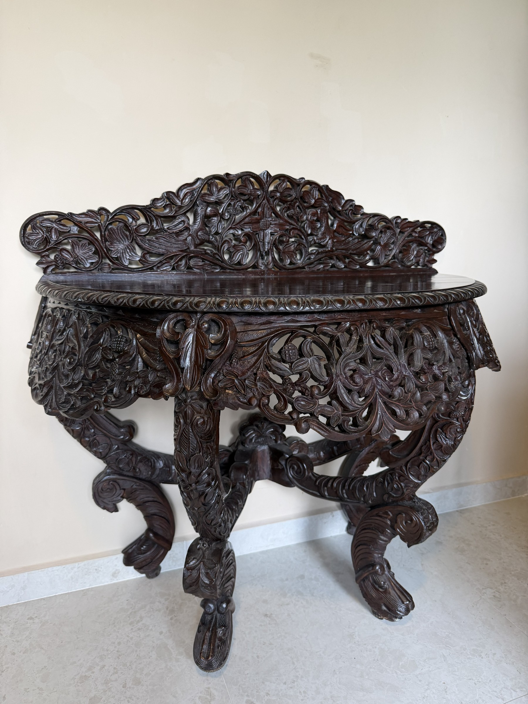 Anglo-Indian Carved Teak Console Table view 4