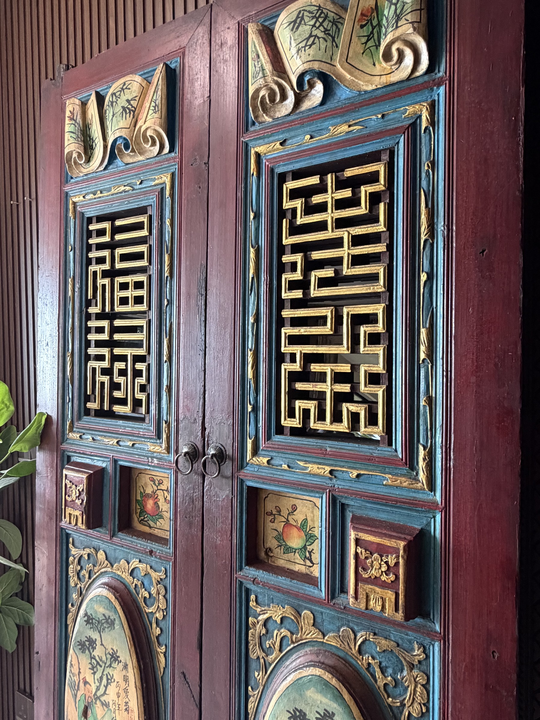 Pair of Fujian Painted Doors with Literati Panels view 4