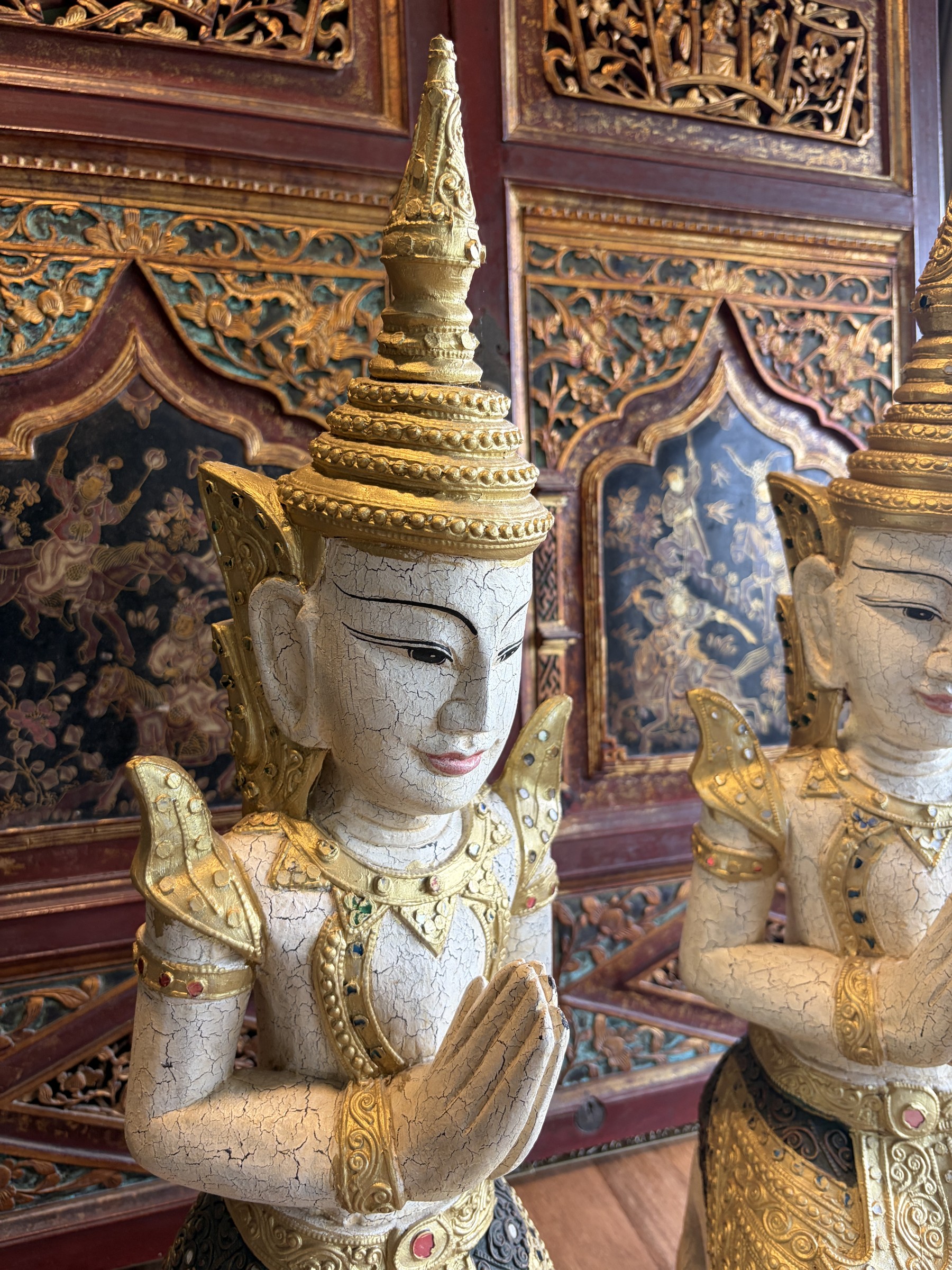 Pair of Burmese Kneeling Temple Guardians view 4