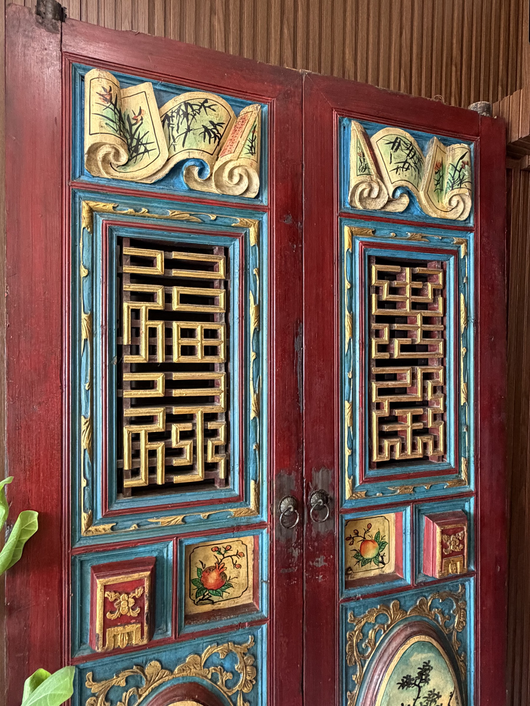 Pair of Fujian Painted Doors with Literati Panels view 5