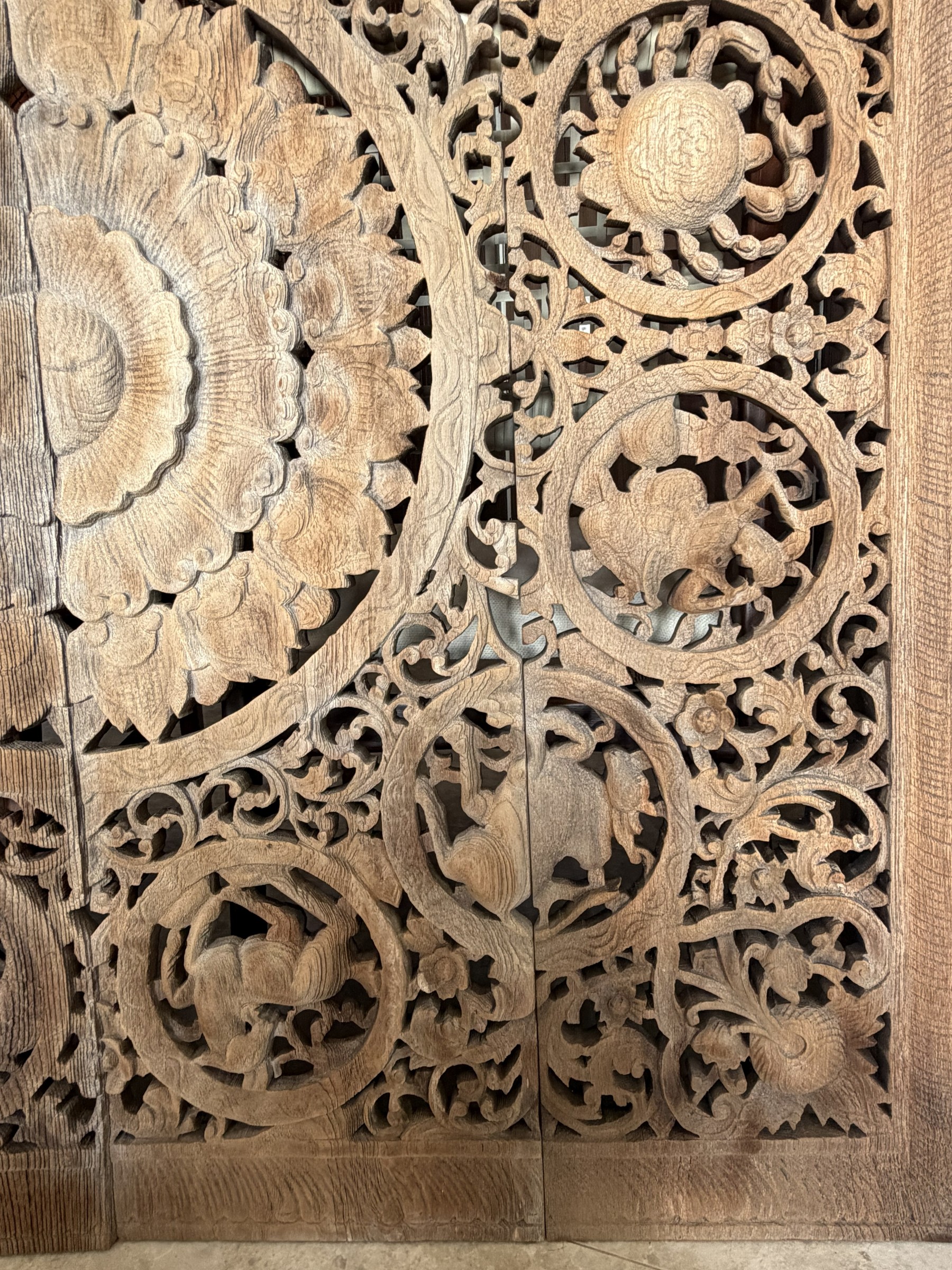 Carved Teak Zodiac Panel Set with Lotus Medallion view 5