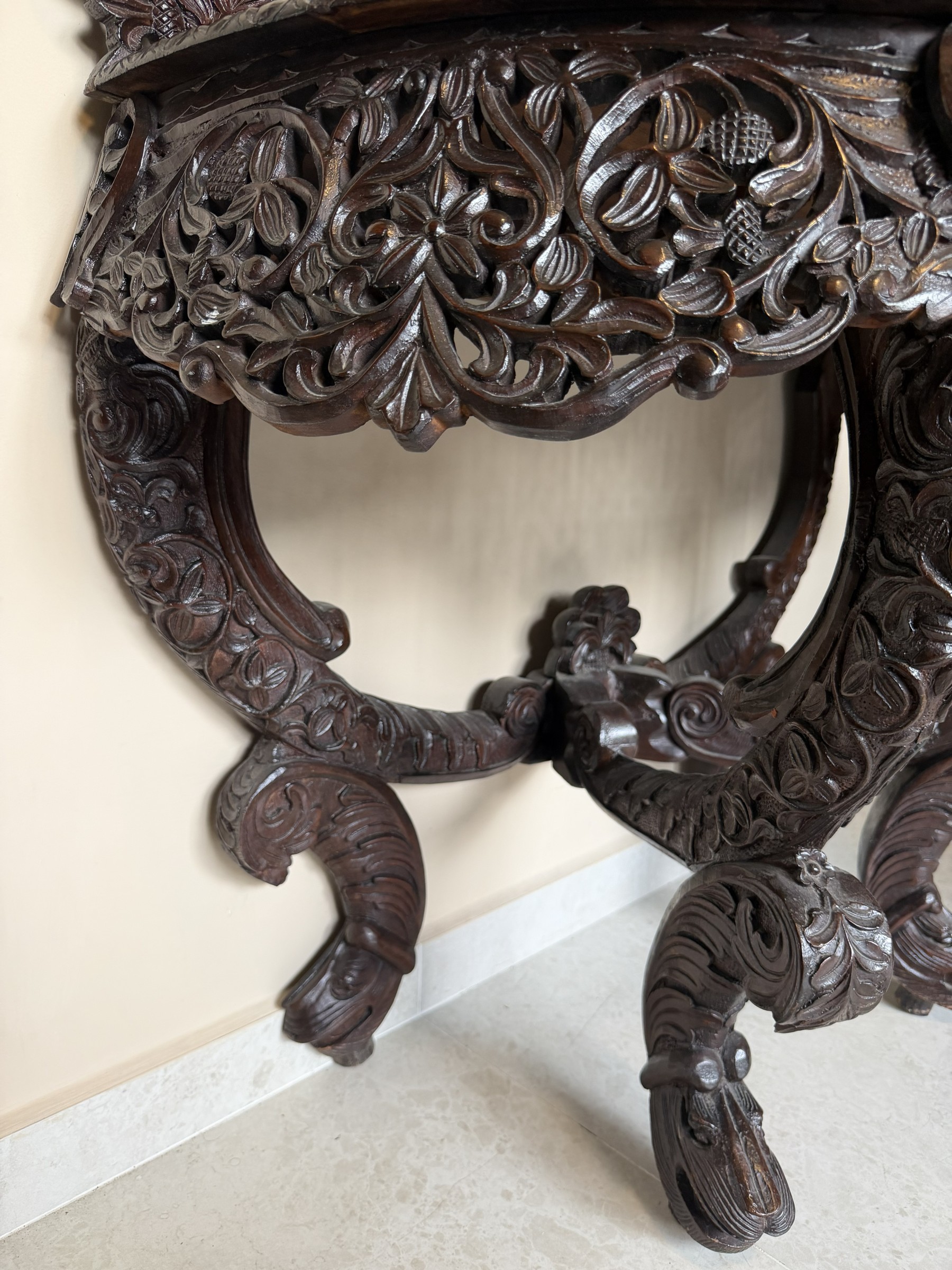 Anglo-Indian Carved Teak Console Table view 6