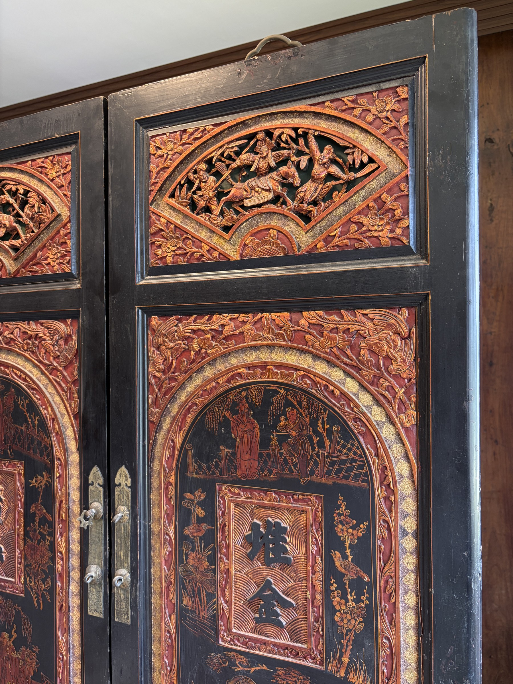 Pair of Teochew Gilt Lacquer Carved Door Panels view 6