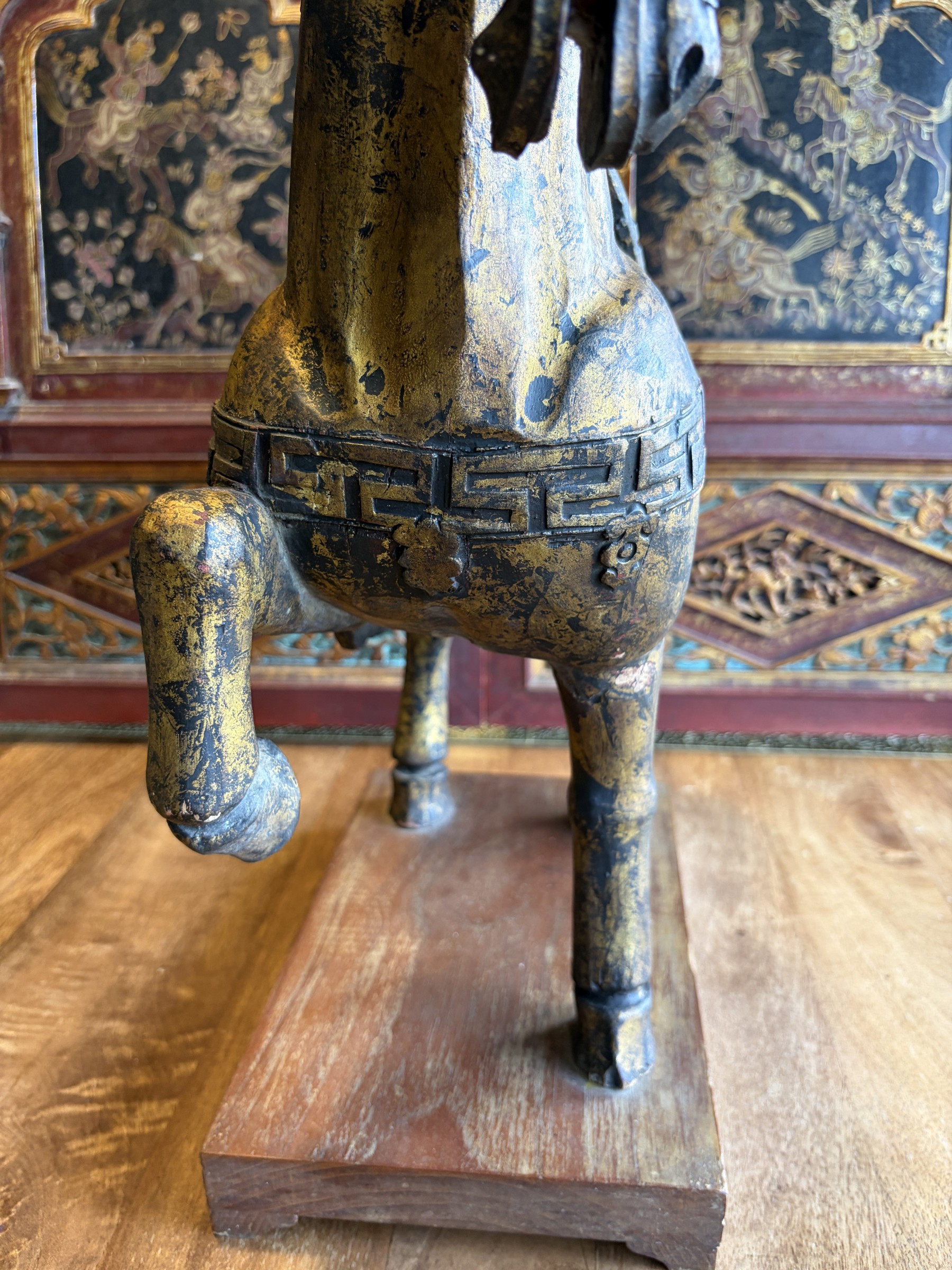 Gilt Lacquered Tang-Style Horse with Raised Foreleg view 6