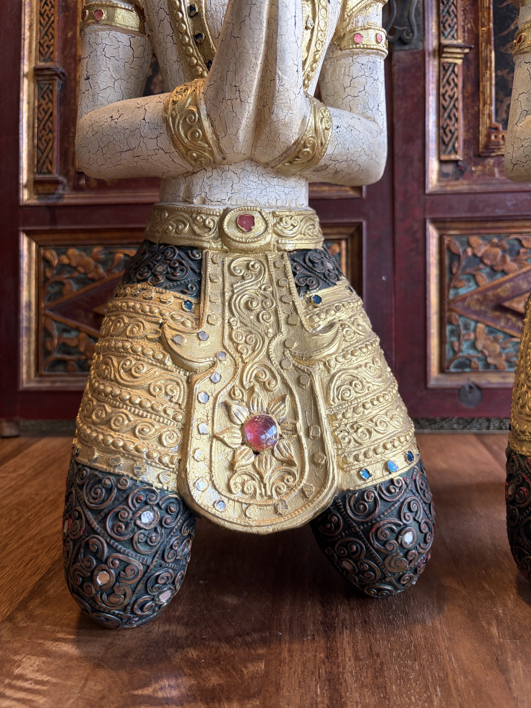 Pair of Burmese Kneeling Temple Guardians view 6