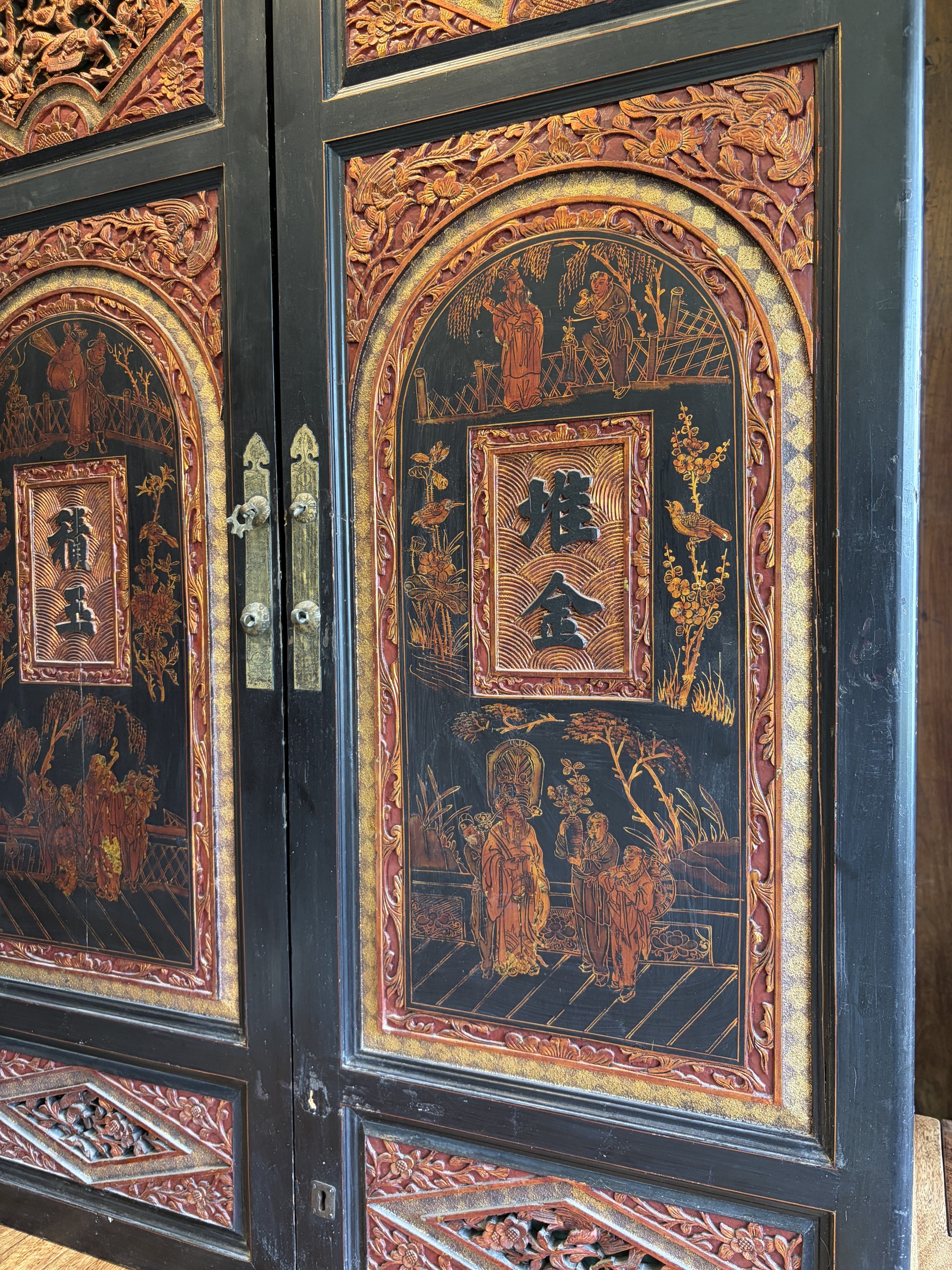 Pair of Teochew Gilt Lacquer Carved Door Panels view 7