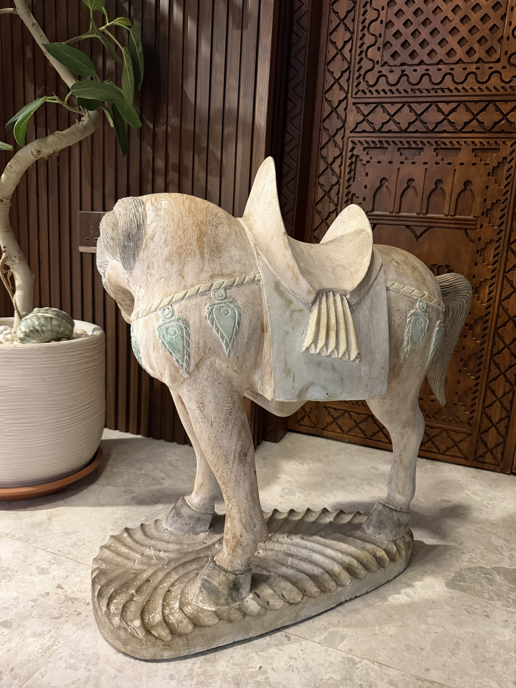 Whitewashed Tang-Style Horse with Raised Foreleg view 7