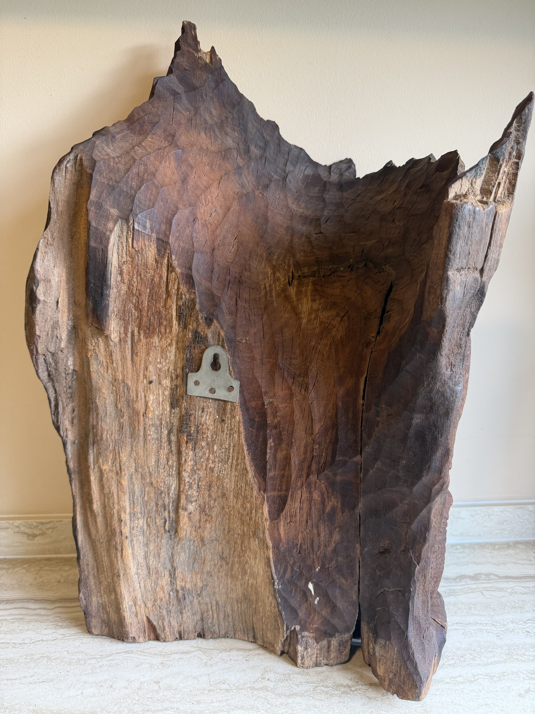 Elephant Mother and Calf Tree Trunk Carving view 8