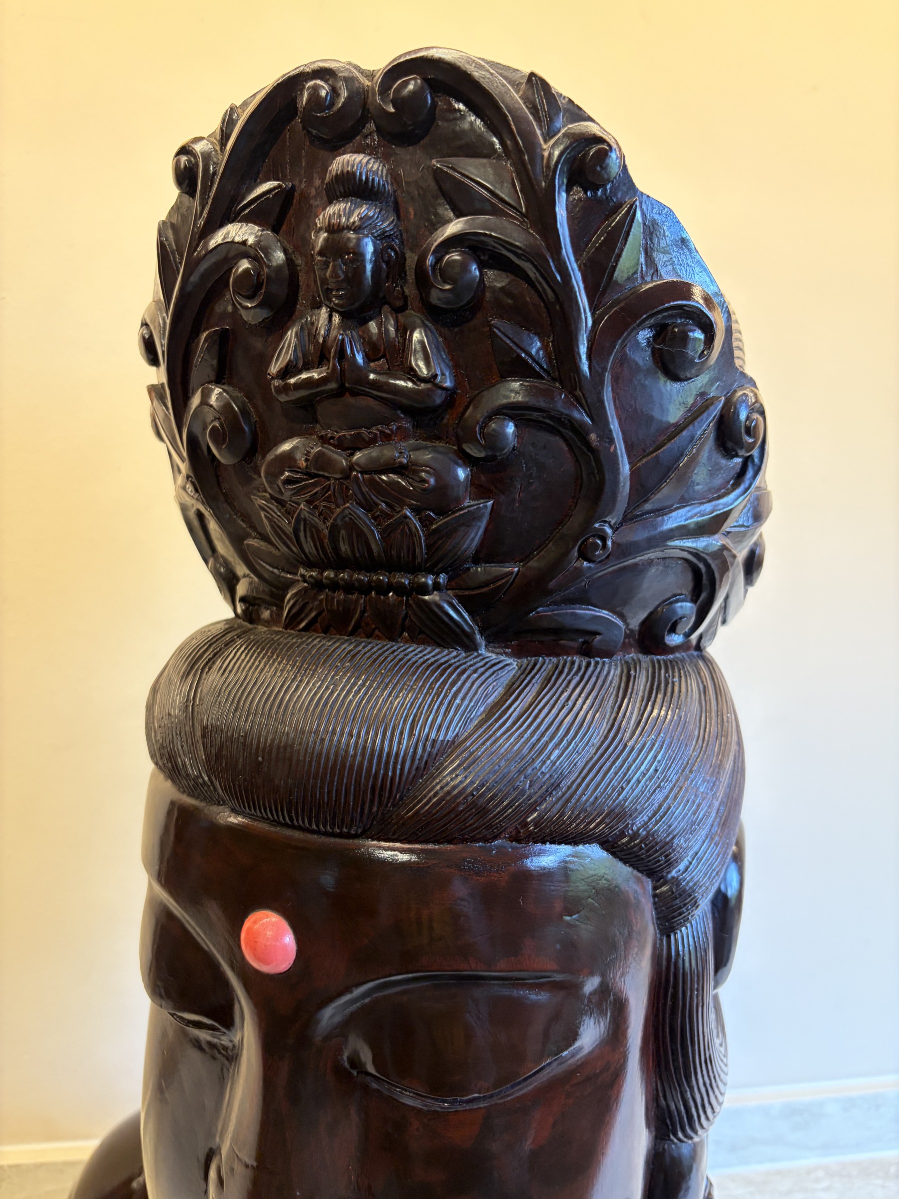 Carved Wood Bust of Guanyin with Amitabha Crown view 8