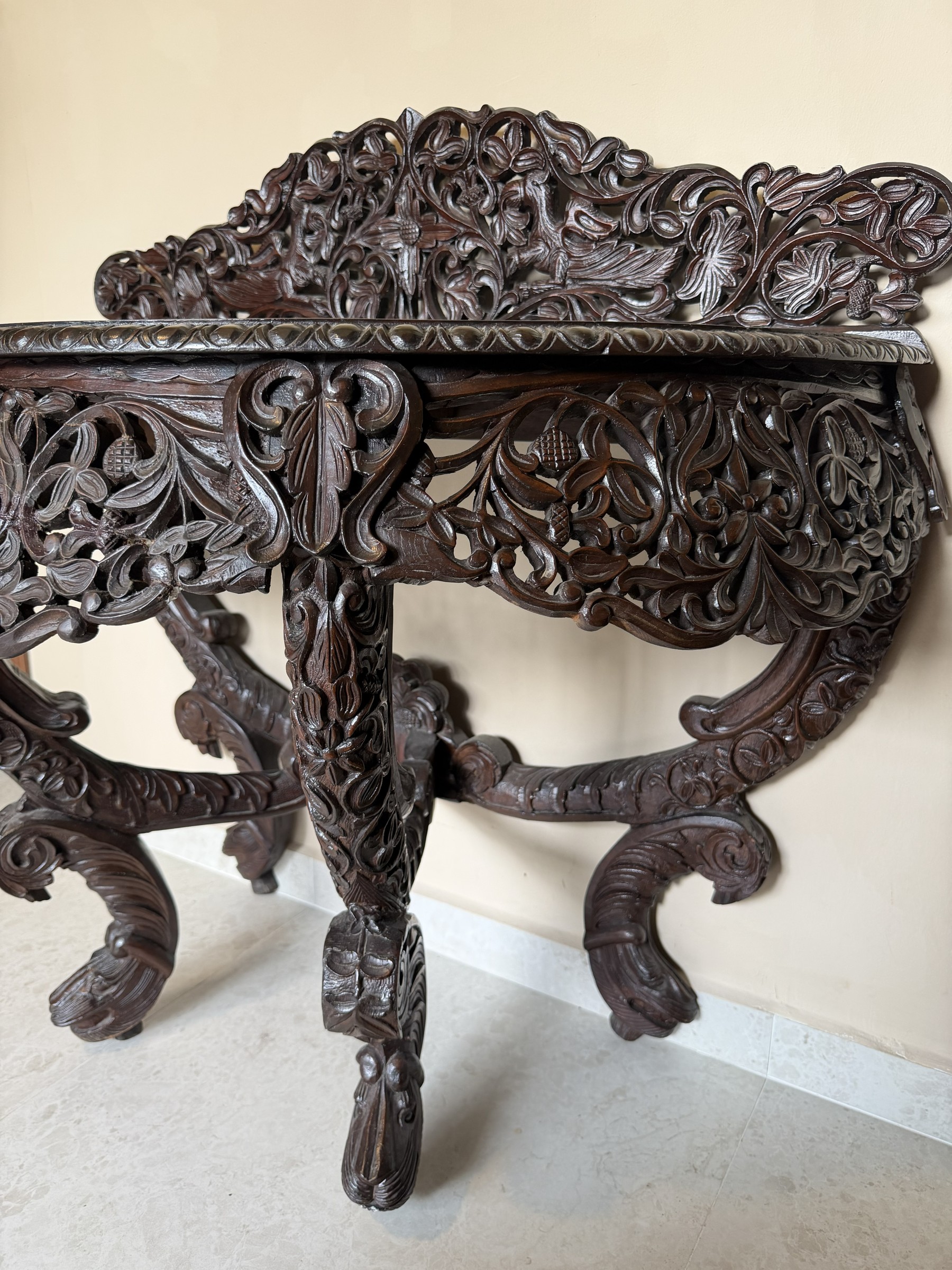 Anglo-Indian Carved Teak Console Table view 9