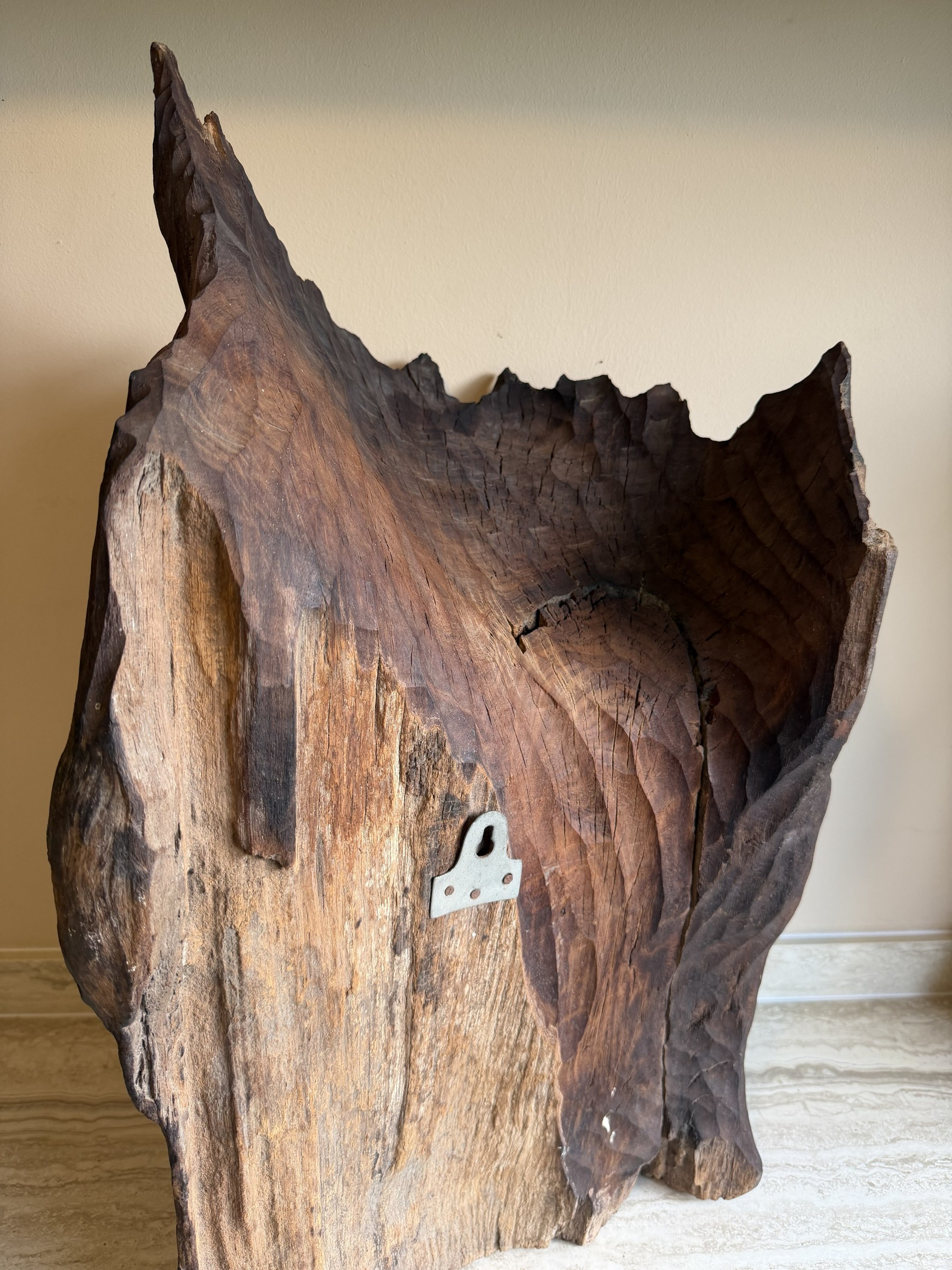 Elephant Mother and Calf Tree Trunk Carving view 9