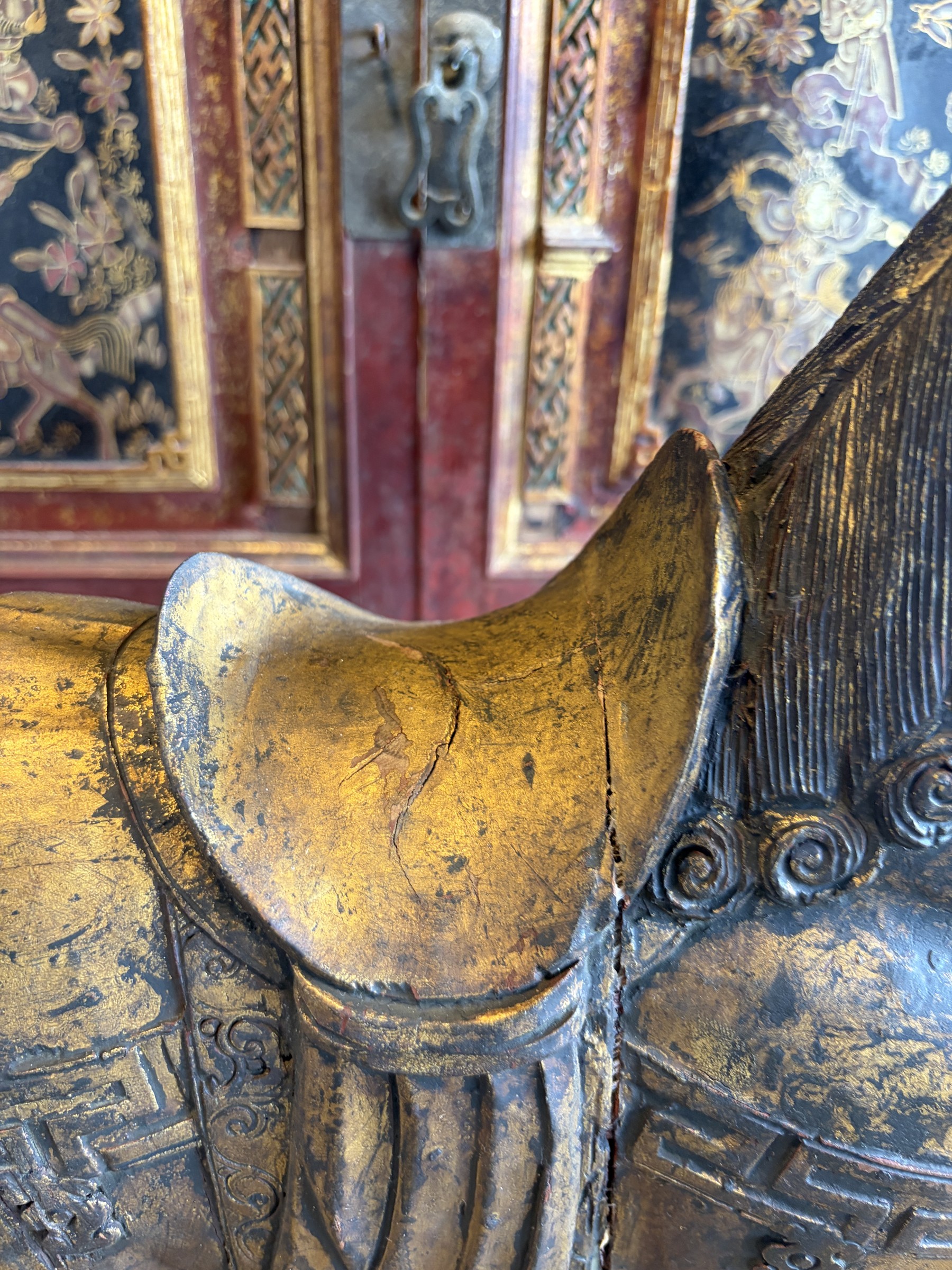 Gilt Lacquered Tang-Style Horse with Raised Foreleg view 9