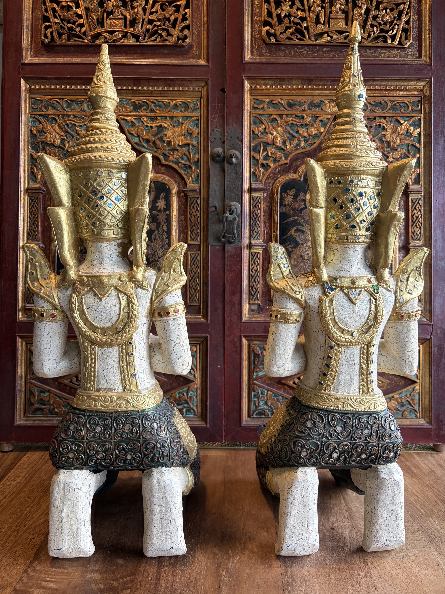 Pair of Burmese Kneeling Temple Guardians view 9