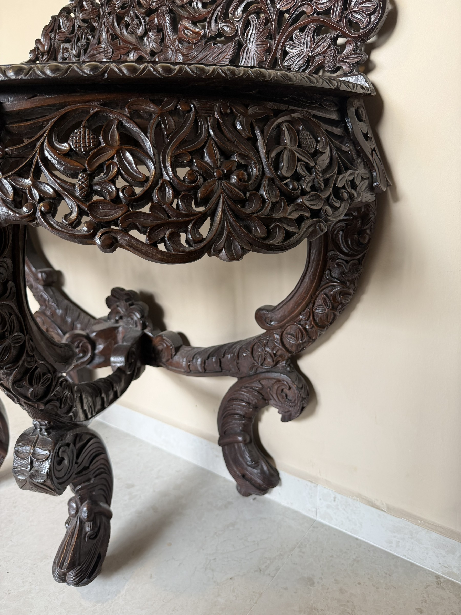 Anglo-Indian Carved Teak Console Table view 10