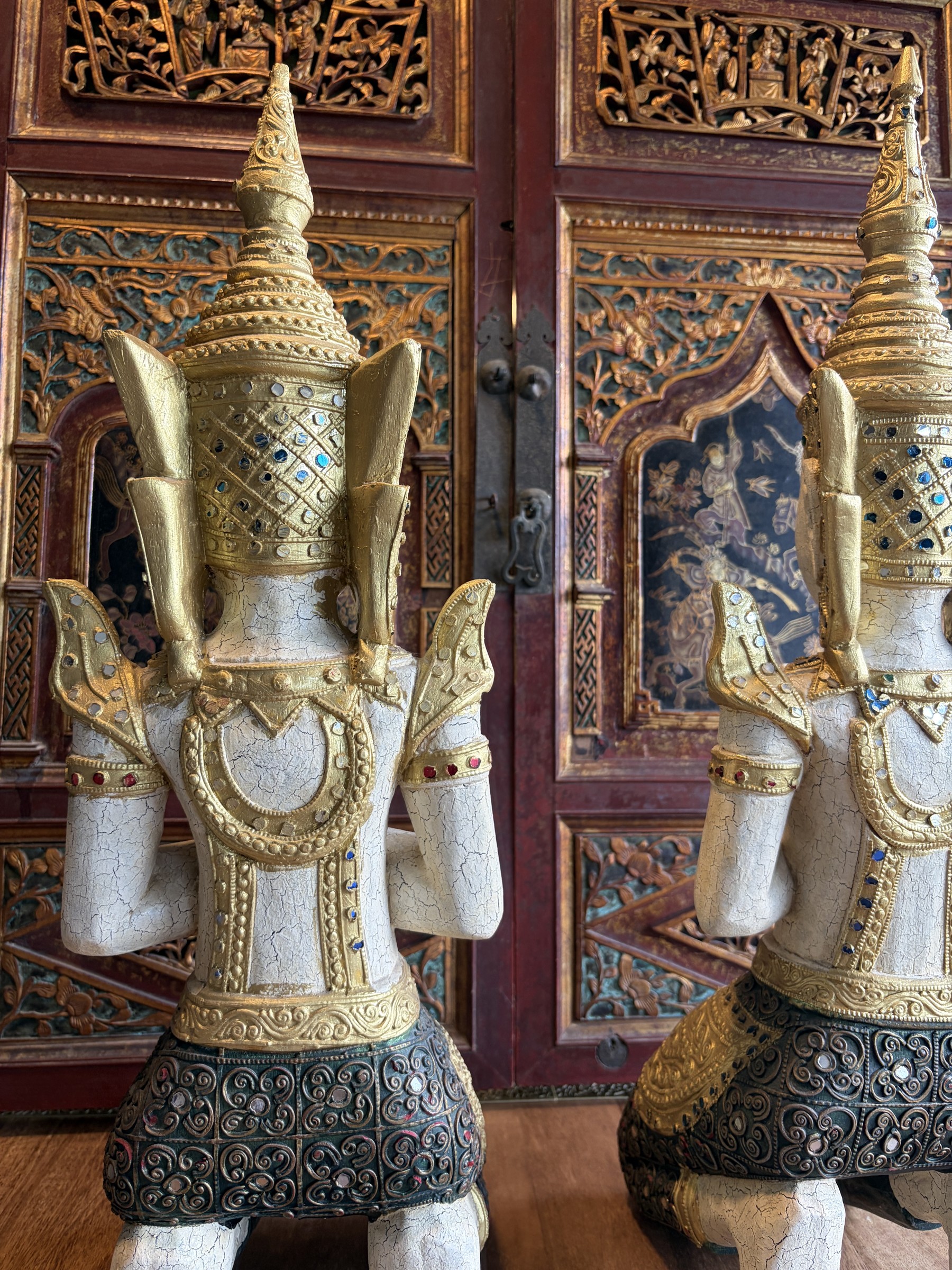 Pair of Burmese Kneeling Temple Guardians view 10