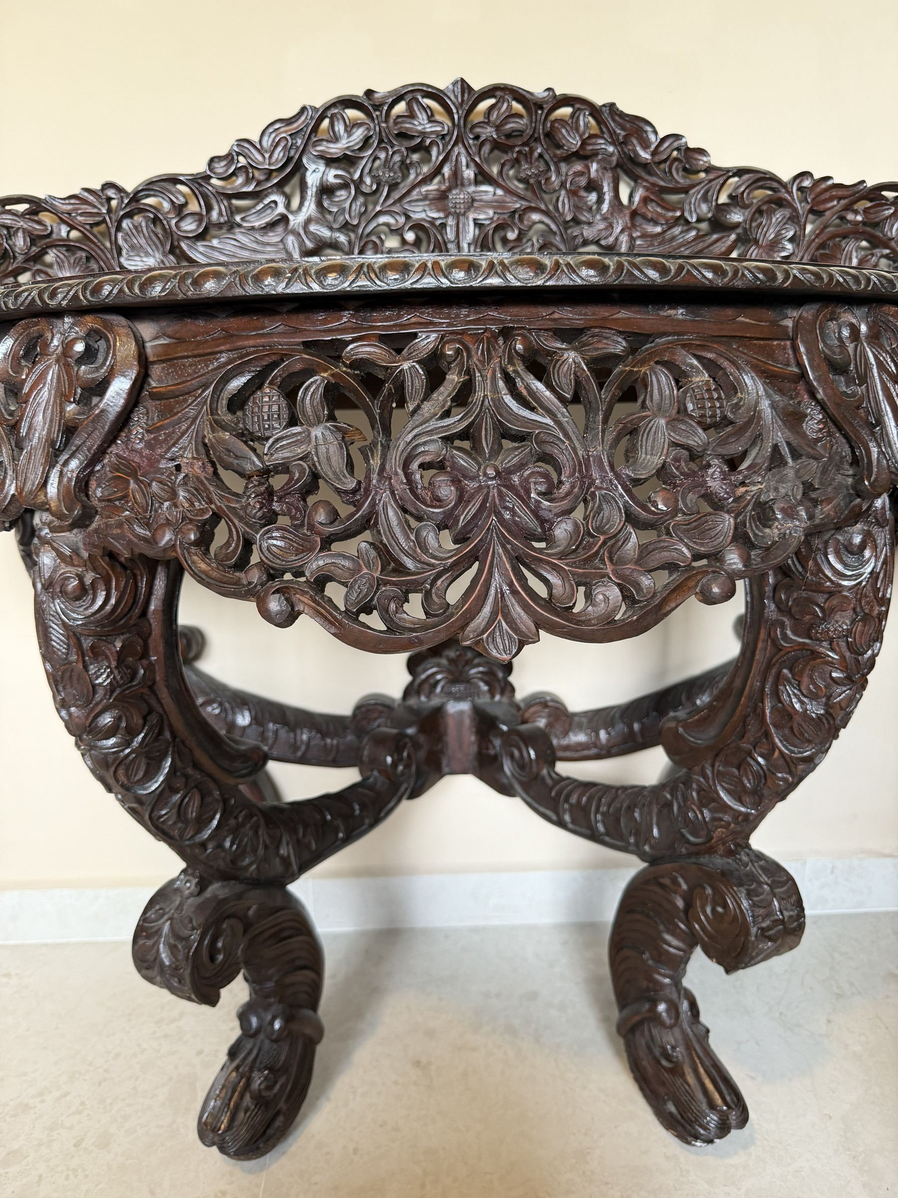 Anglo-Indian Carved Teak Console Table view 11