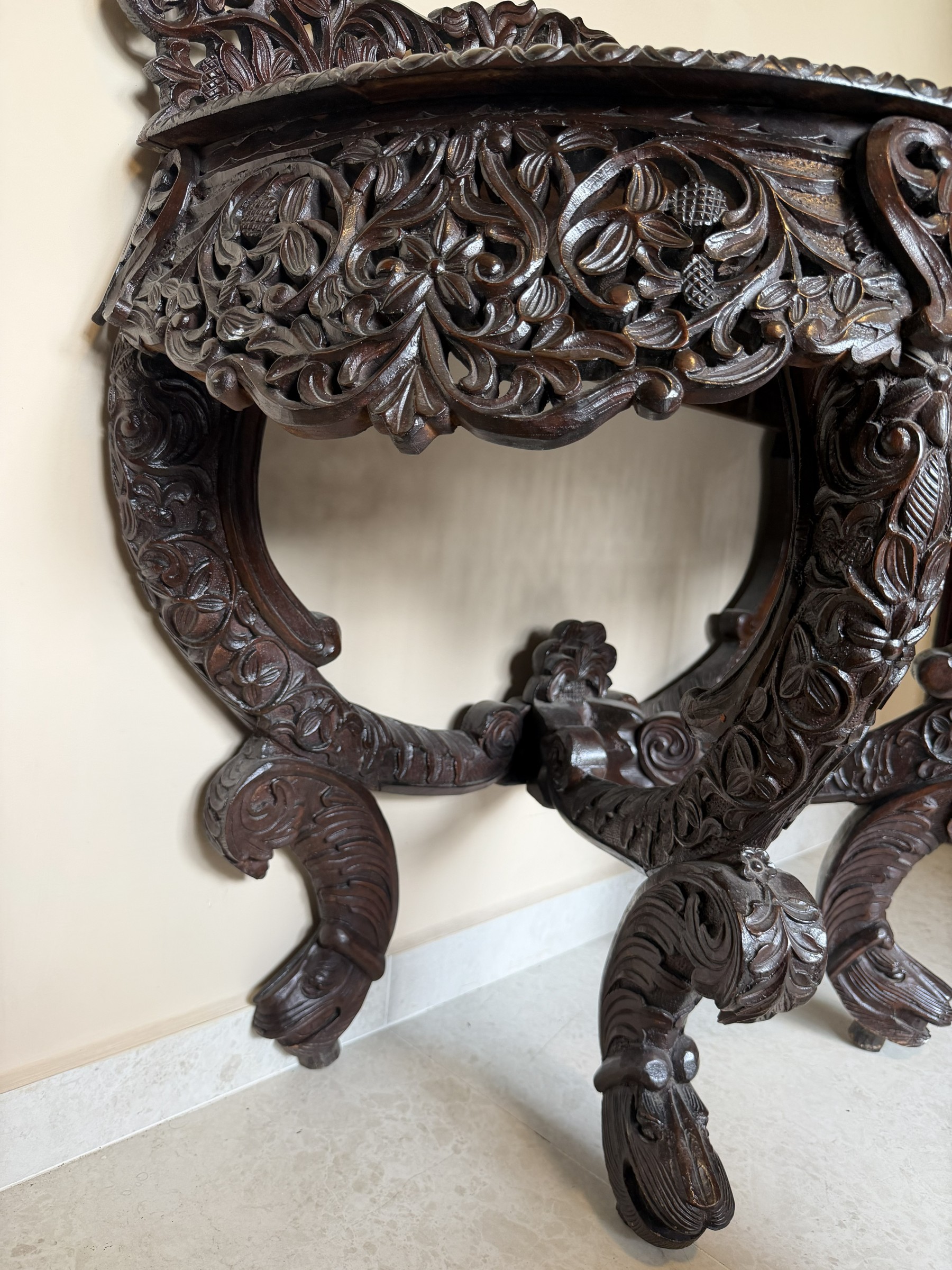Anglo-Indian Carved Teak Console Table view 12