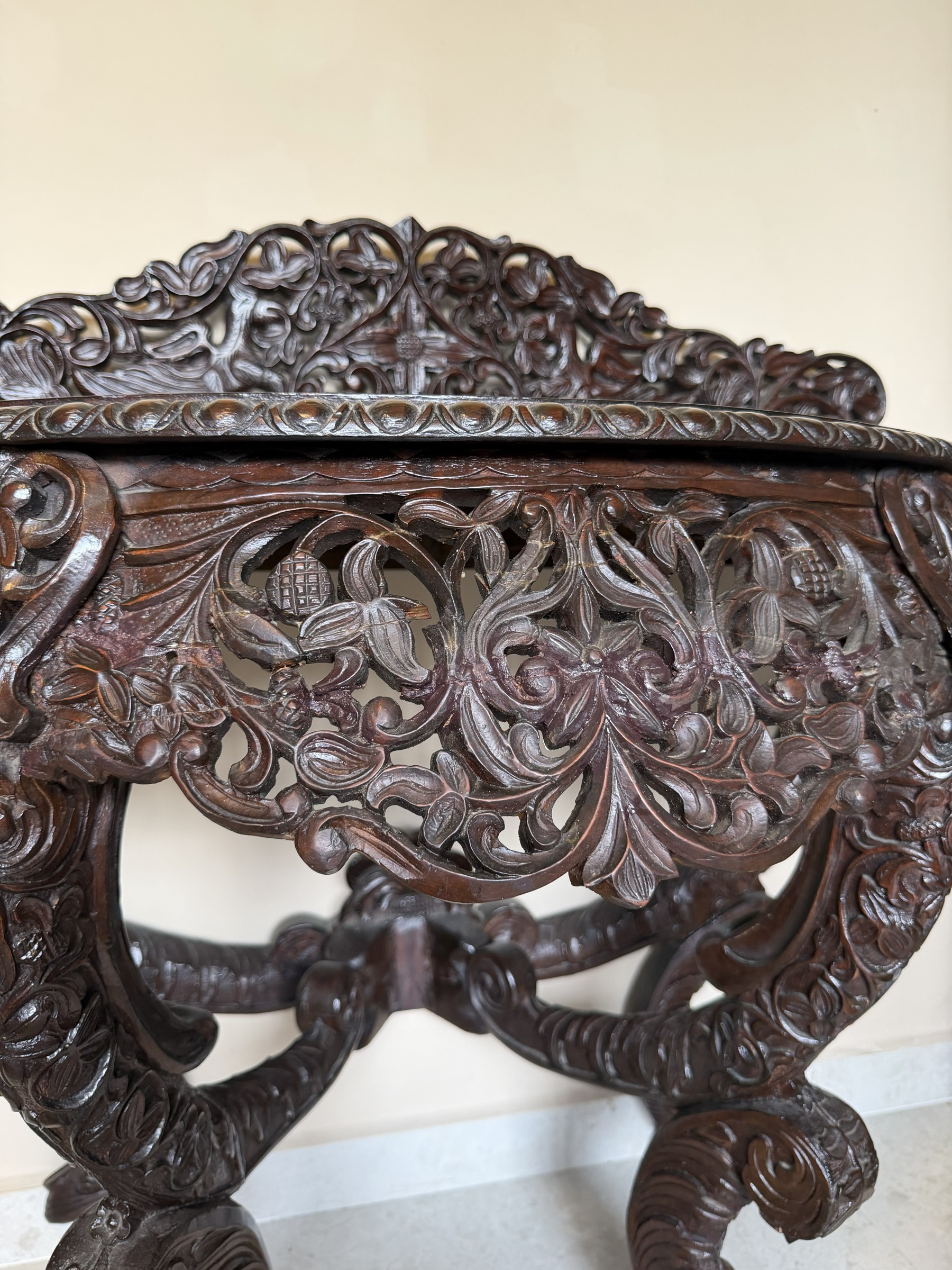 Anglo-Indian Carved Teak Console Table view 13