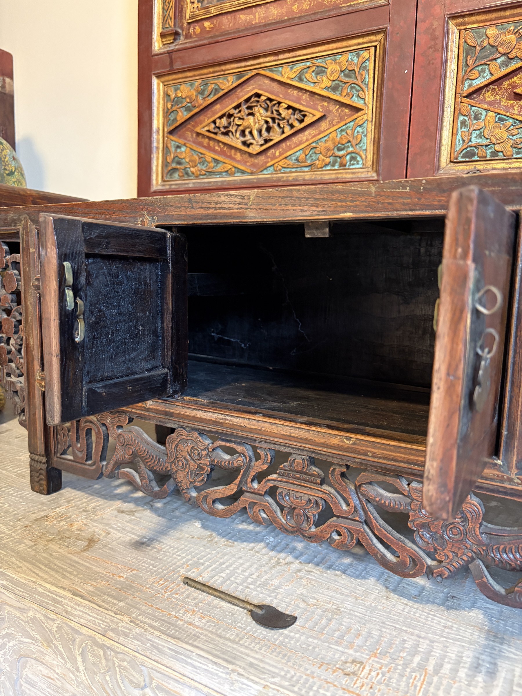 Carved Altar Coffer with Qilin Apron view 10