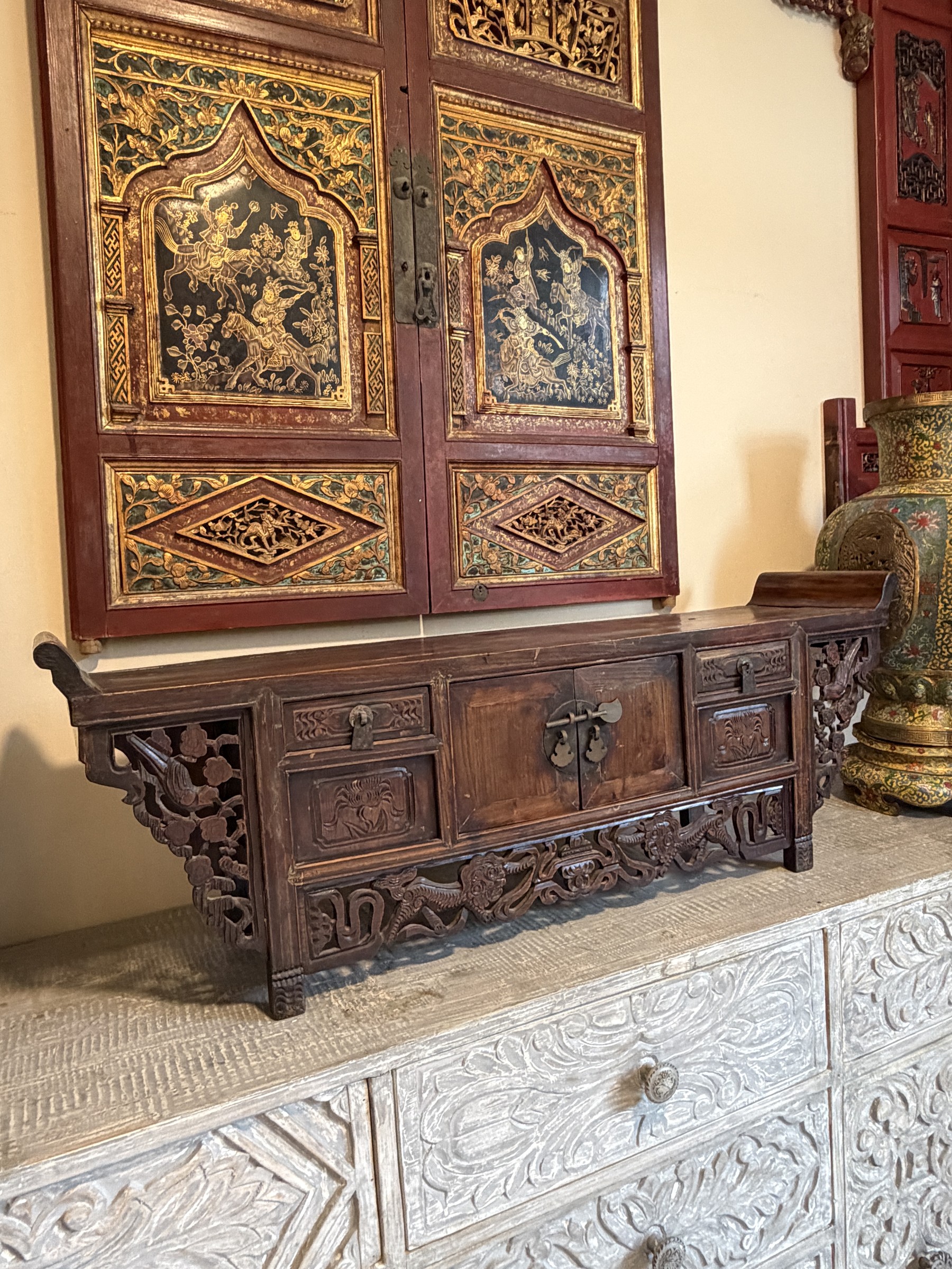 Carved Altar Coffer with Qilin Apron view 2