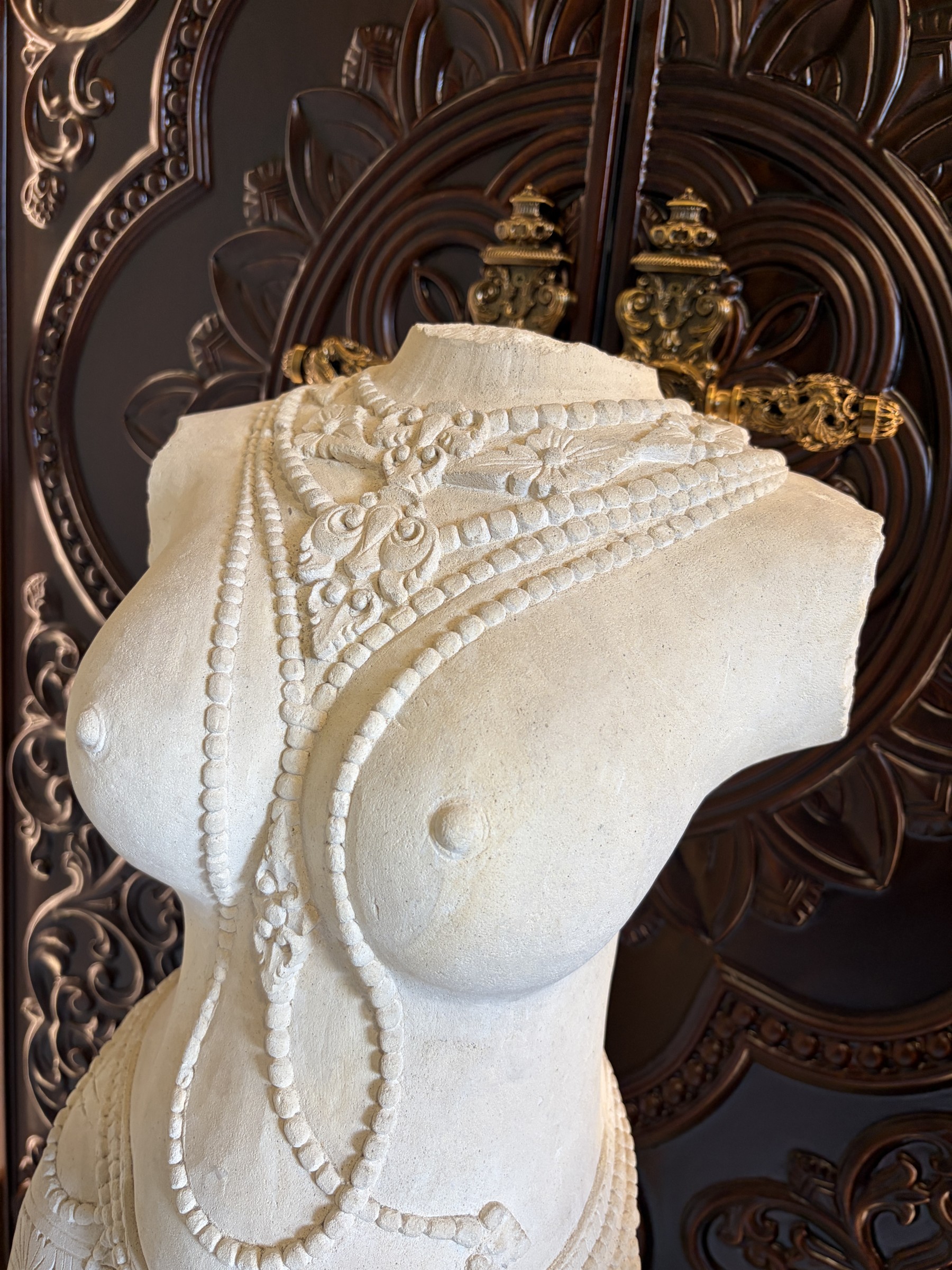Carved Stone Torso of a Woman in a Sarong view 4