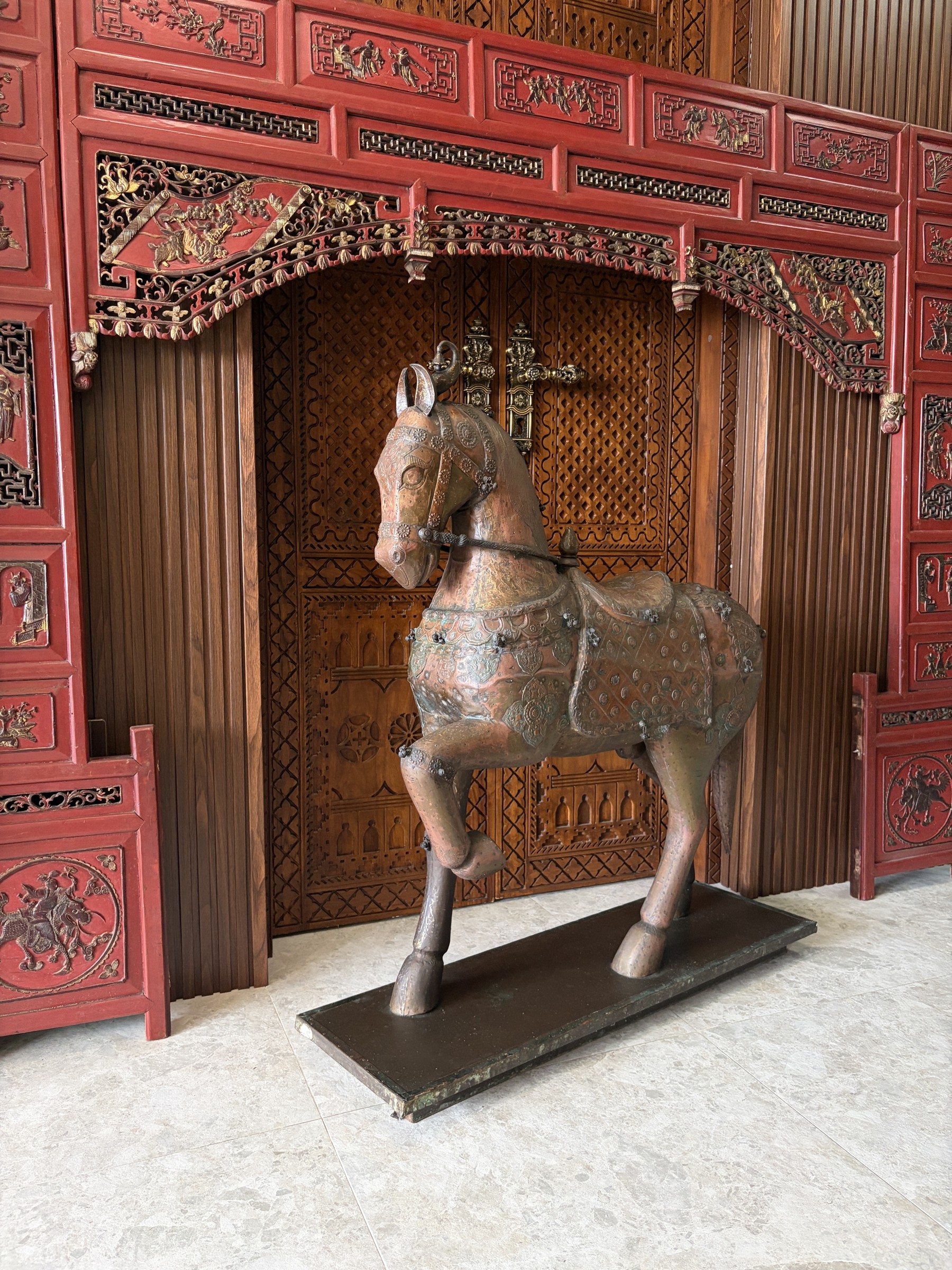 Rajasthani Copper and Brass Caparisoned Horse view 2
