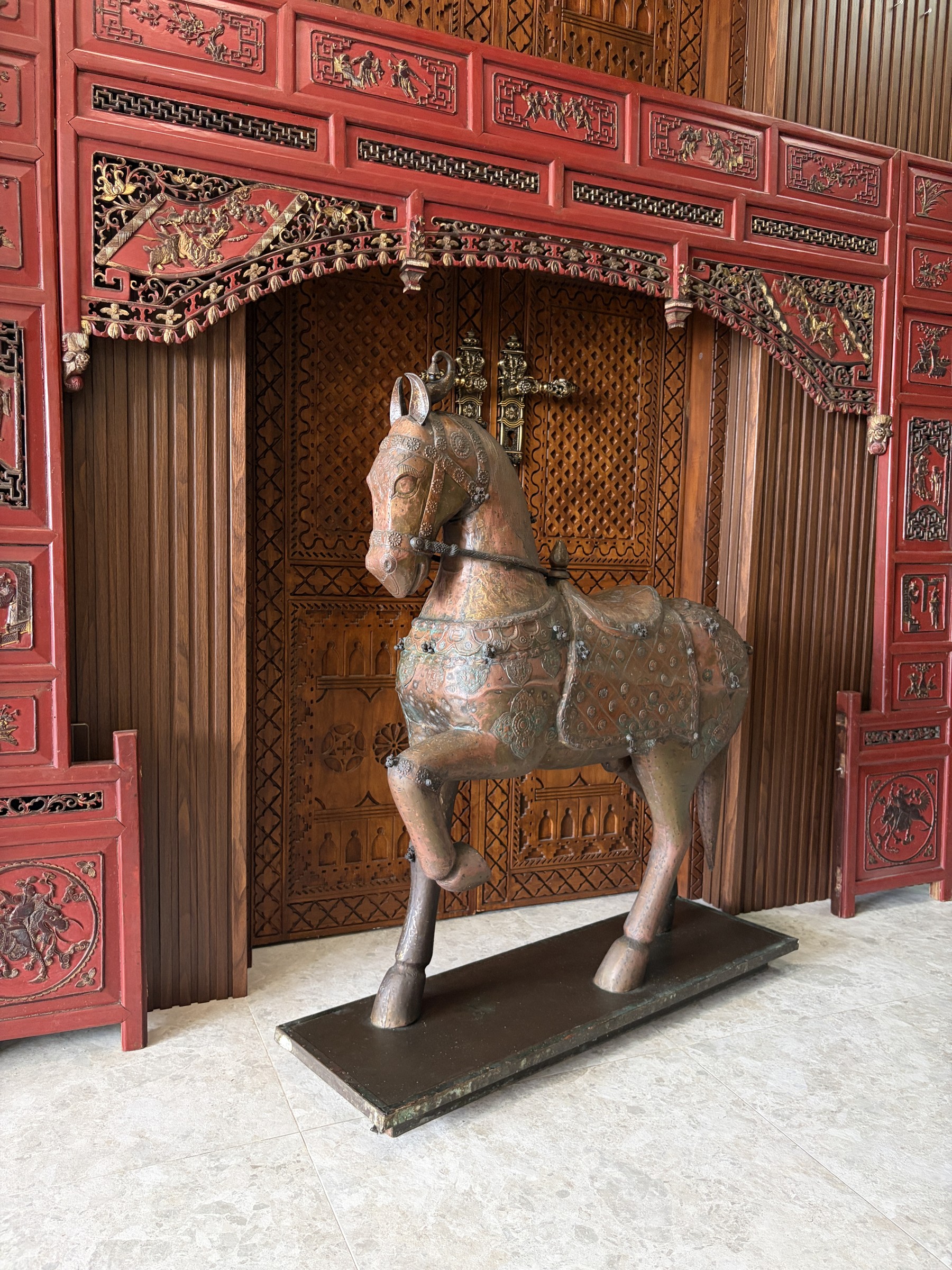 Rajasthani Copper and Brass Caparisoned Horse view 3