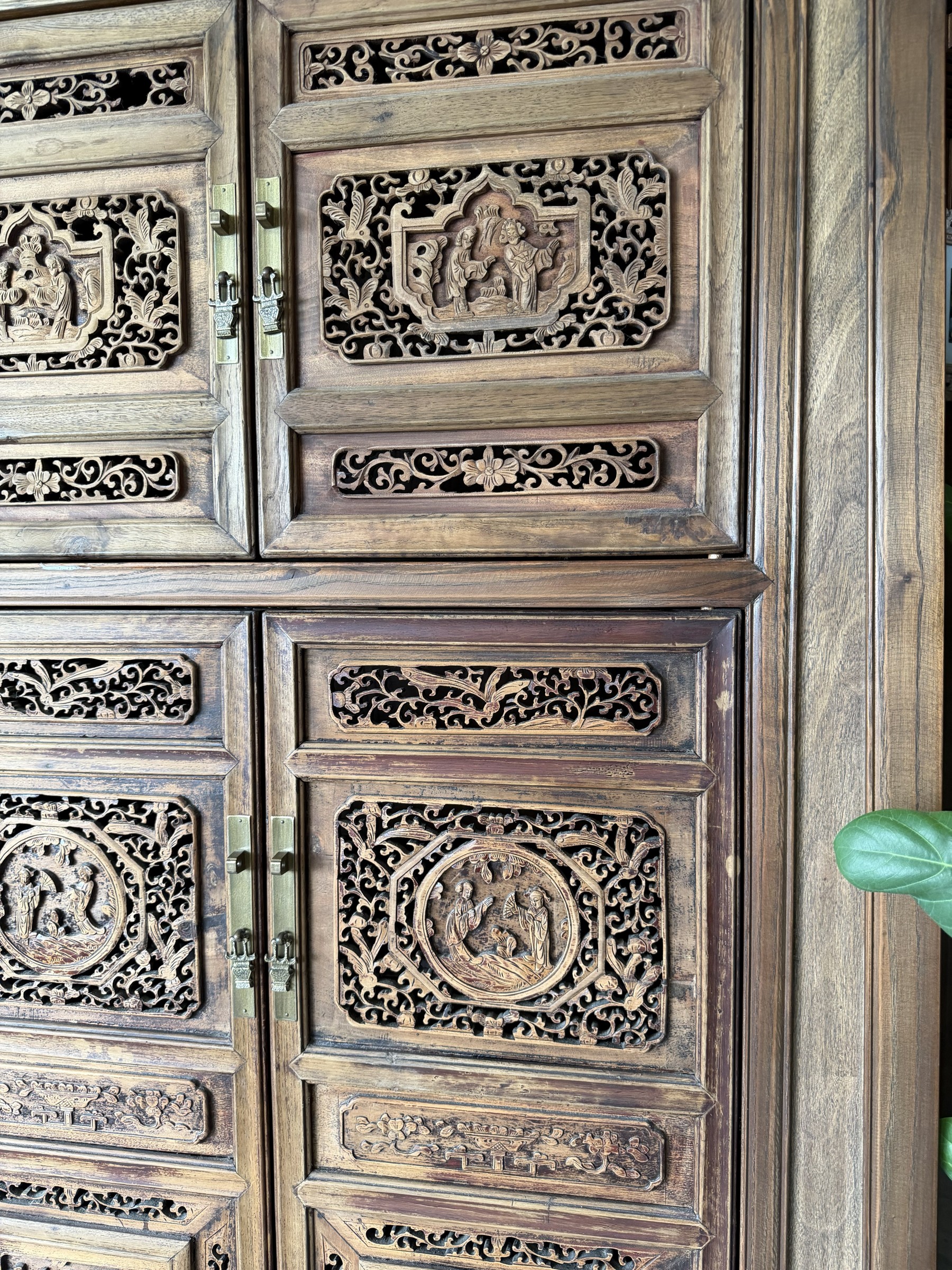 Large Carved Elm Cabinet with Court Figure Panels view 10