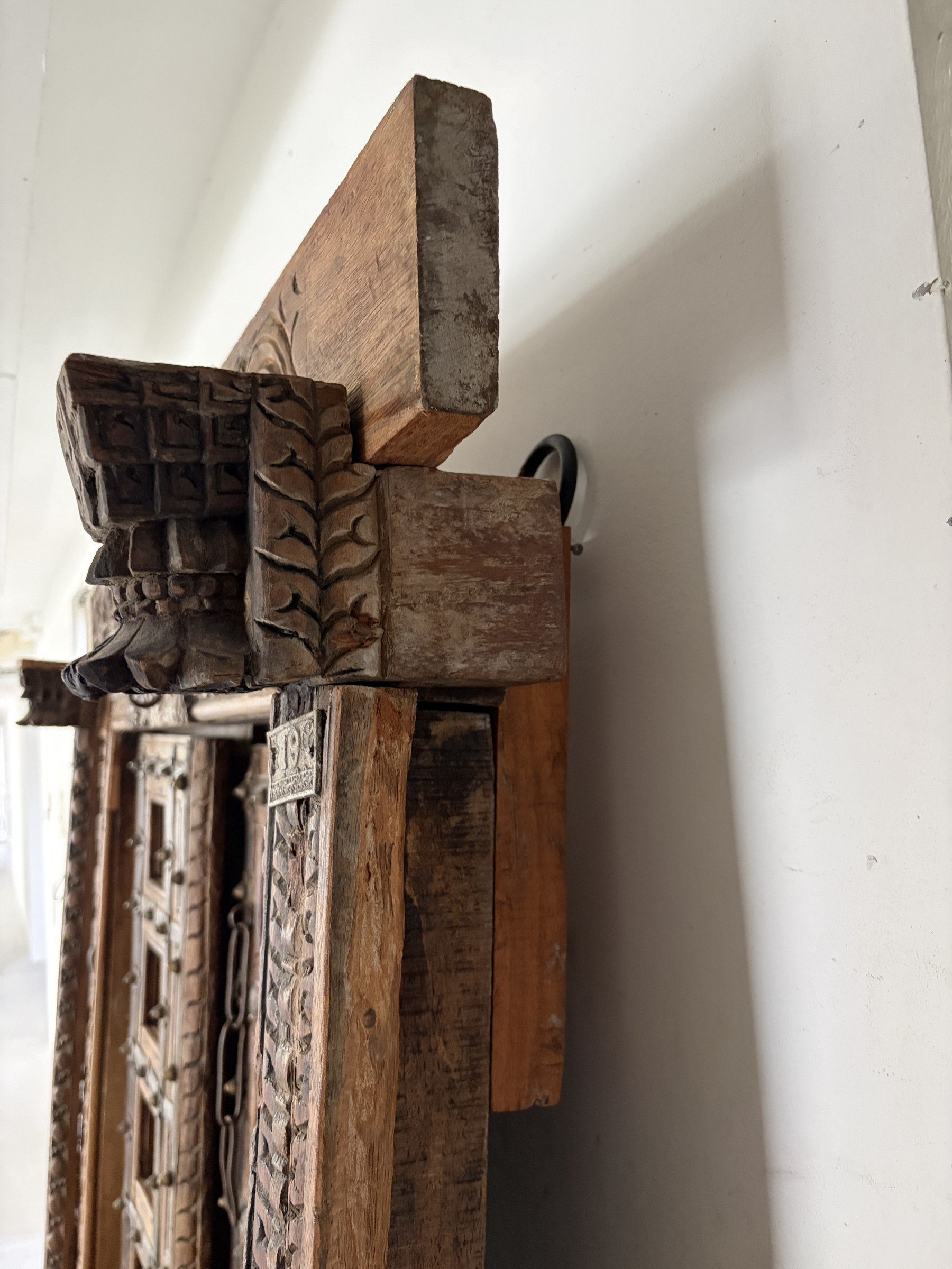 Carved Indian Haveli Door with Original Frame view 12