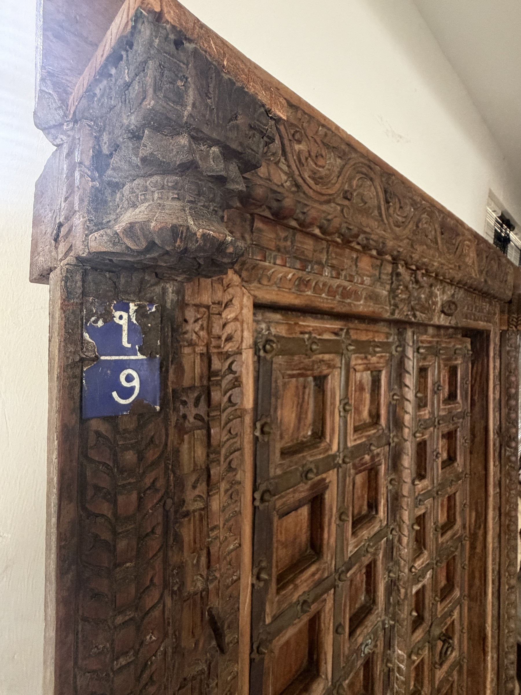 Carved Indian Haveli Door with Original Frame view 4