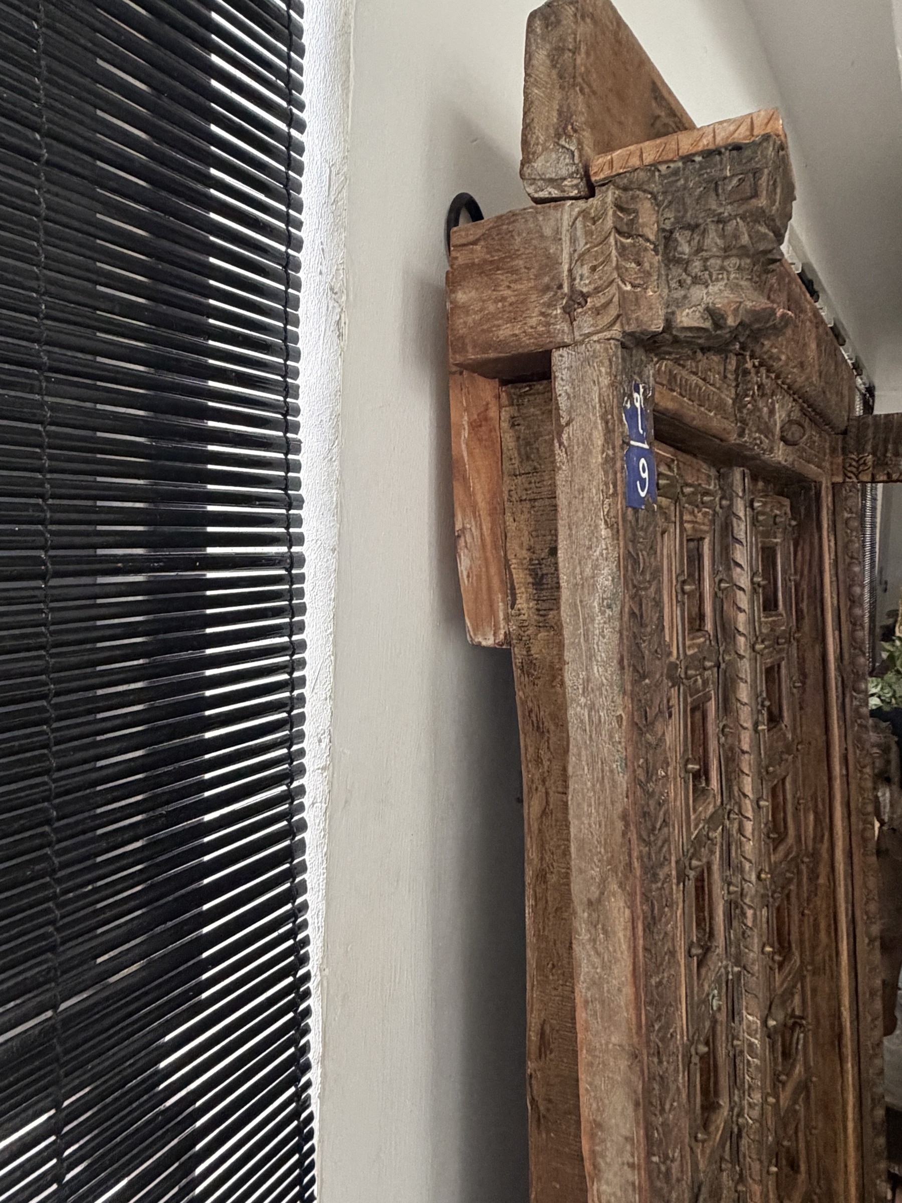 Carved Indian Haveli Door with Original Frame view 9